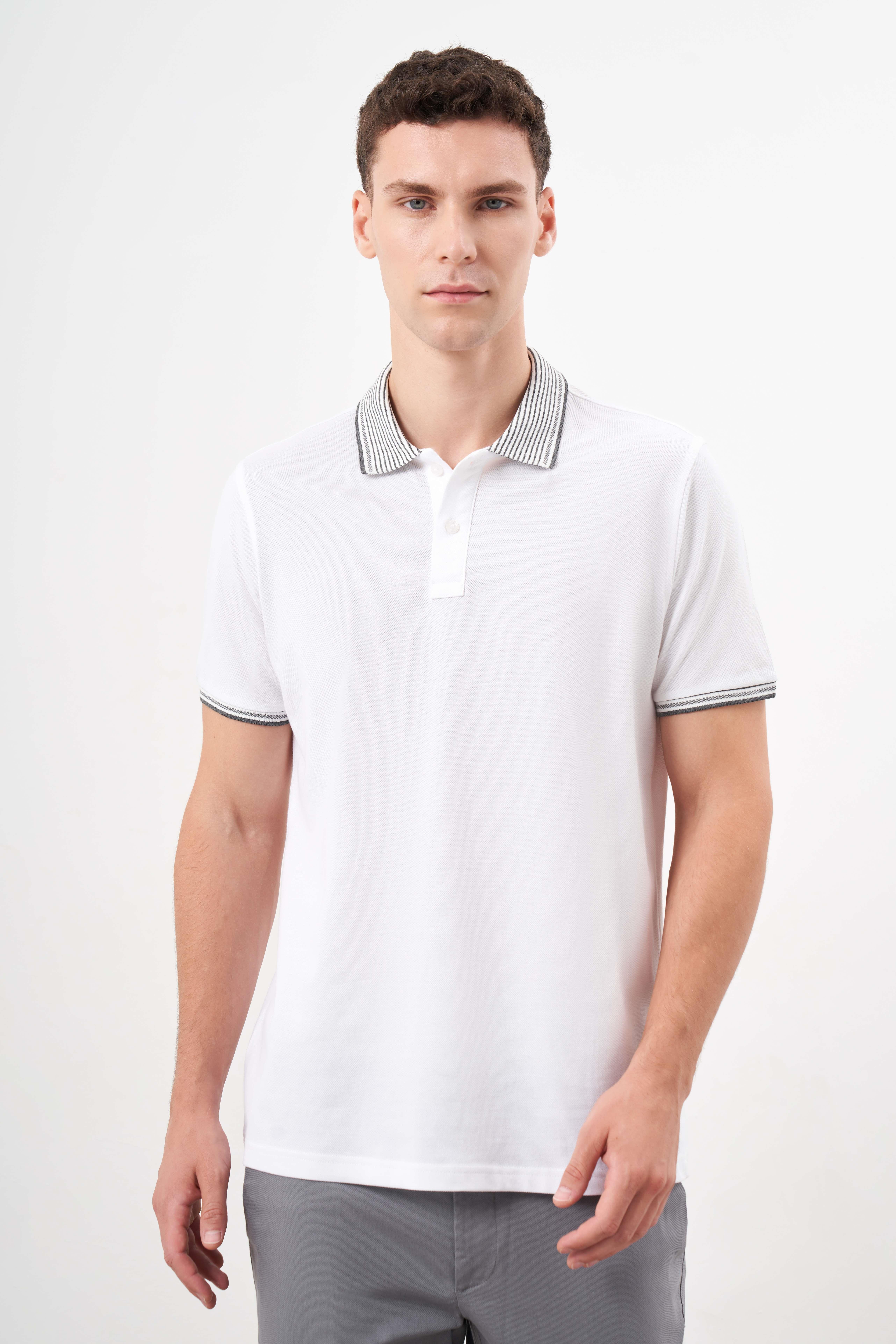 Morven Erkek Beyaz Trend Polo Yaka Dynamic Fit T-Shirt