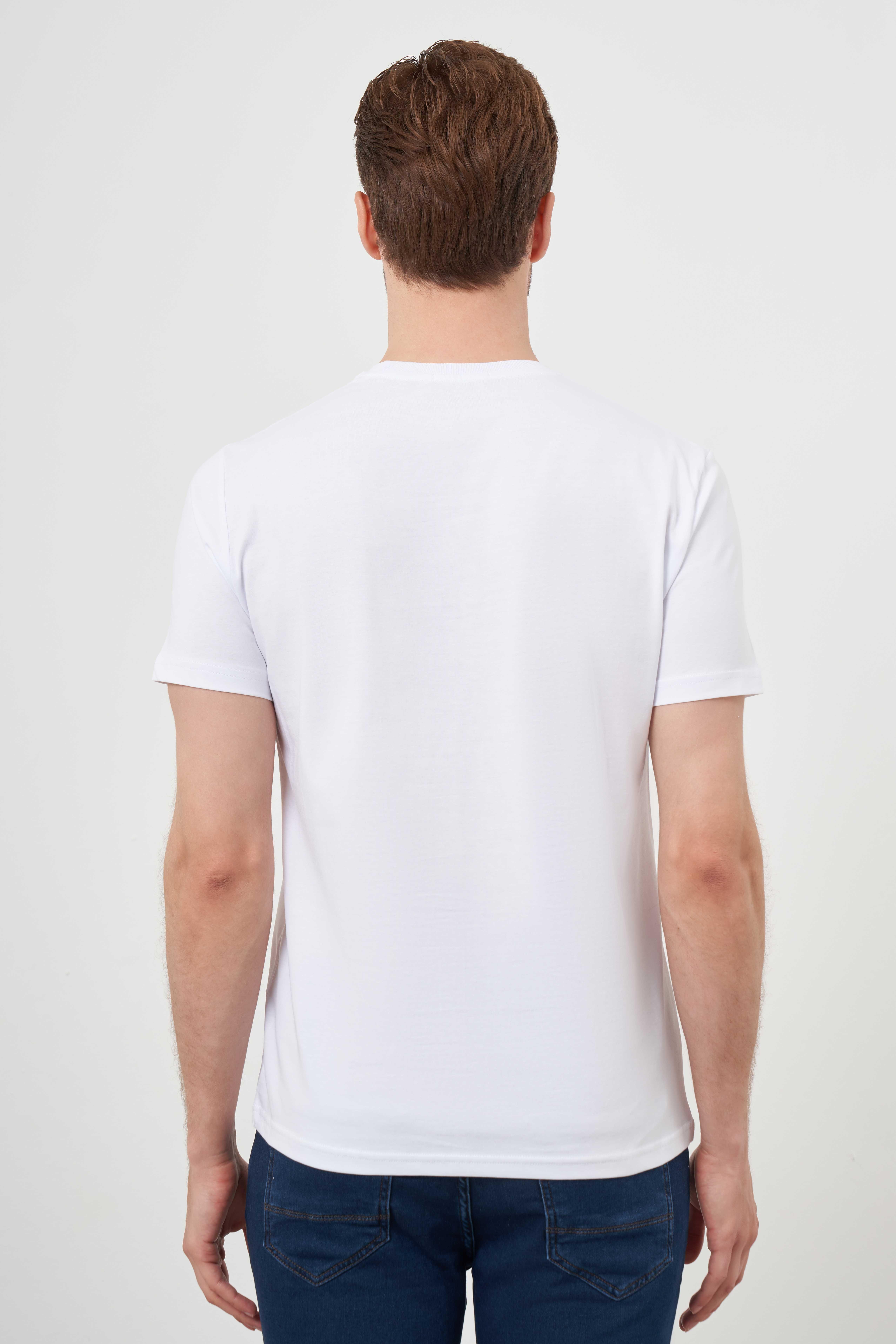 Morven Erkek Beyaz Trend Süprem Baskılı Bisiklet Yaka Dynamic Fit T-Shirt