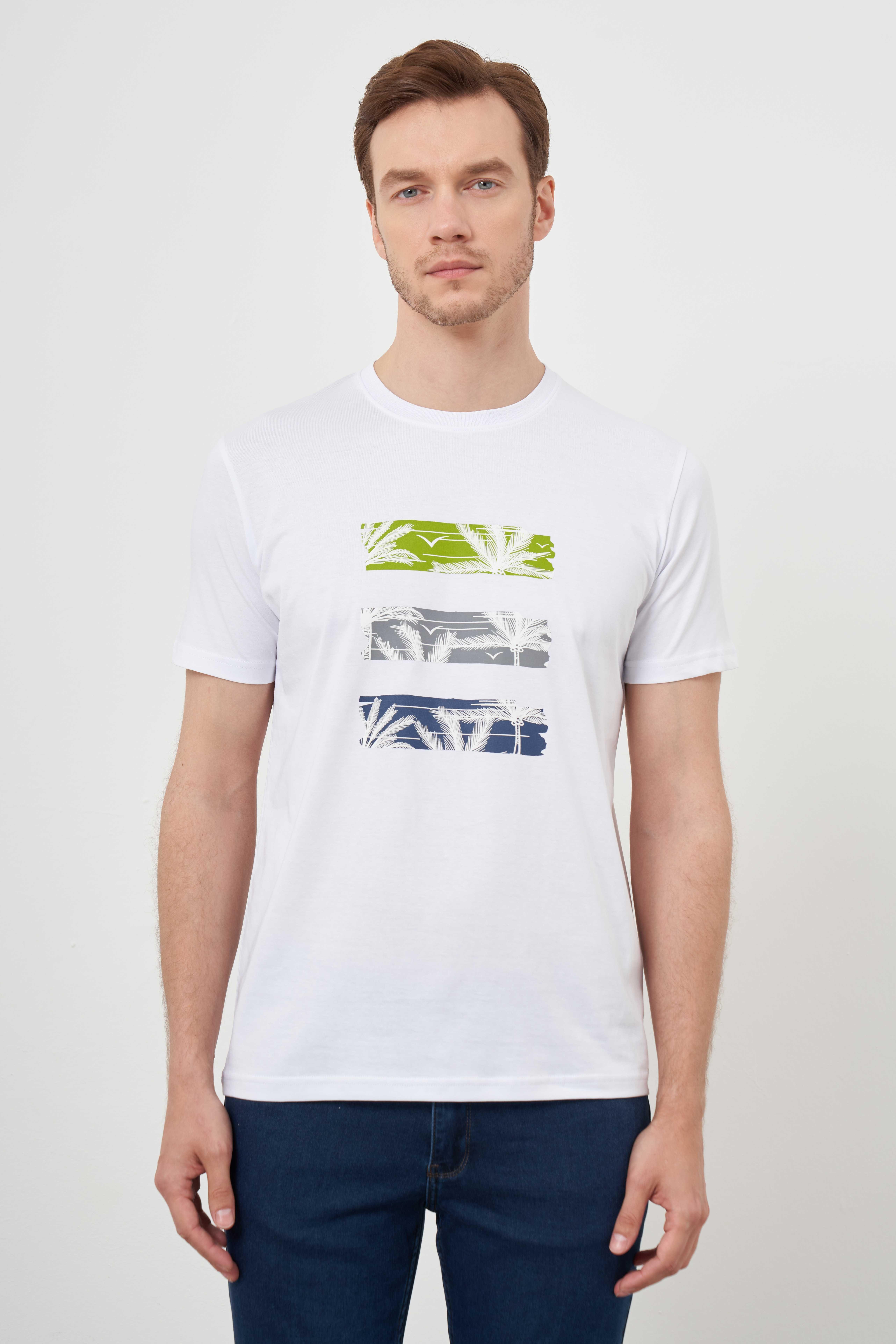 Morven Erkek Beyaz Trend Süprem Baskılı Bisiklet Yaka Dynamic Fit T-Shirt