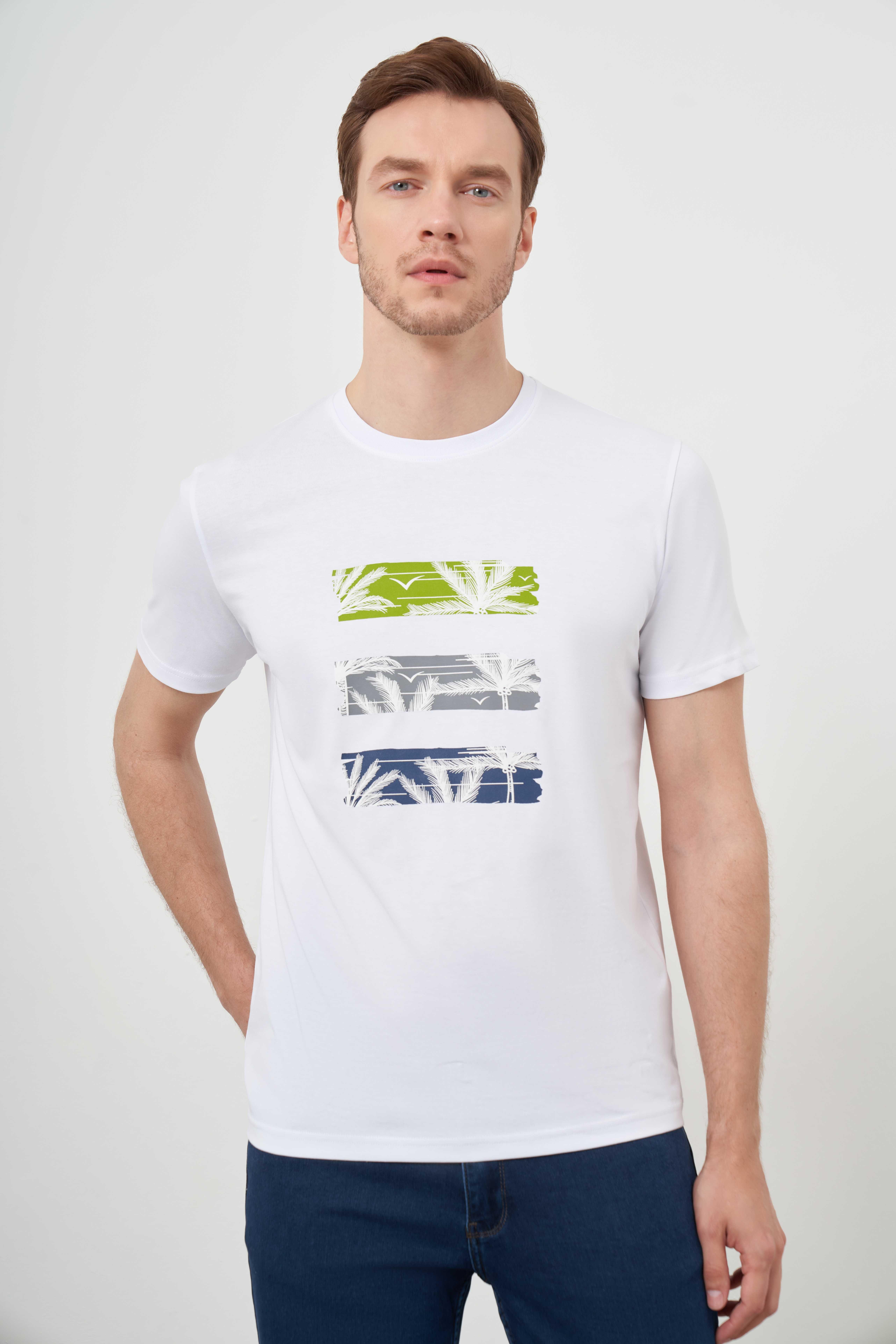 Morven Erkek Beyaz Trend Süprem Baskılı Bisiklet Yaka Dynamic Fit T-Shirt