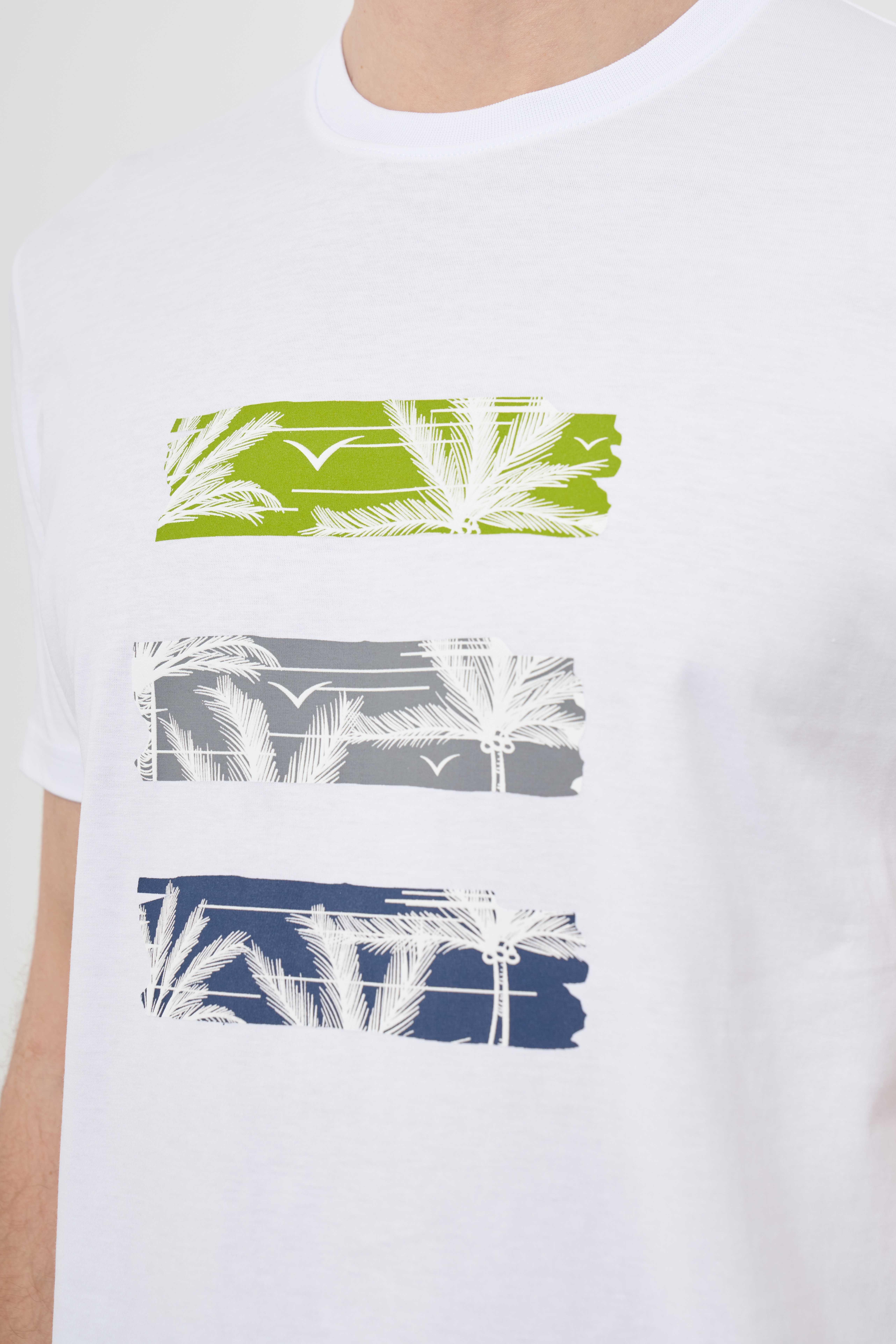 Morven Erkek Beyaz Trend Süprem Baskılı Bisiklet Yaka Dynamic Fit T-Shirt