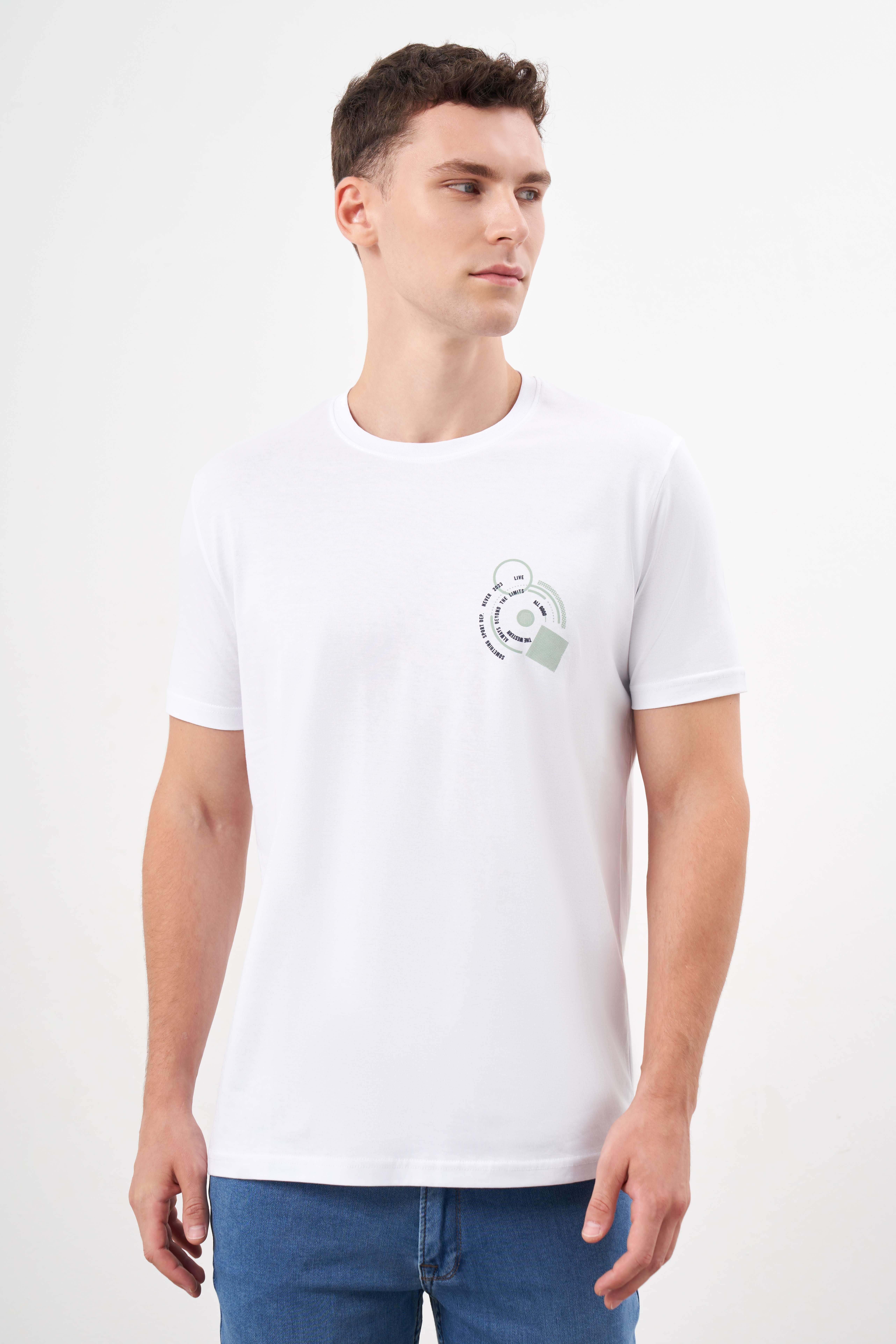 Morven Erkek Beyaz Trend Süprem Baskılı Bisiklet Yaka Dynamic Fit T-Shirt