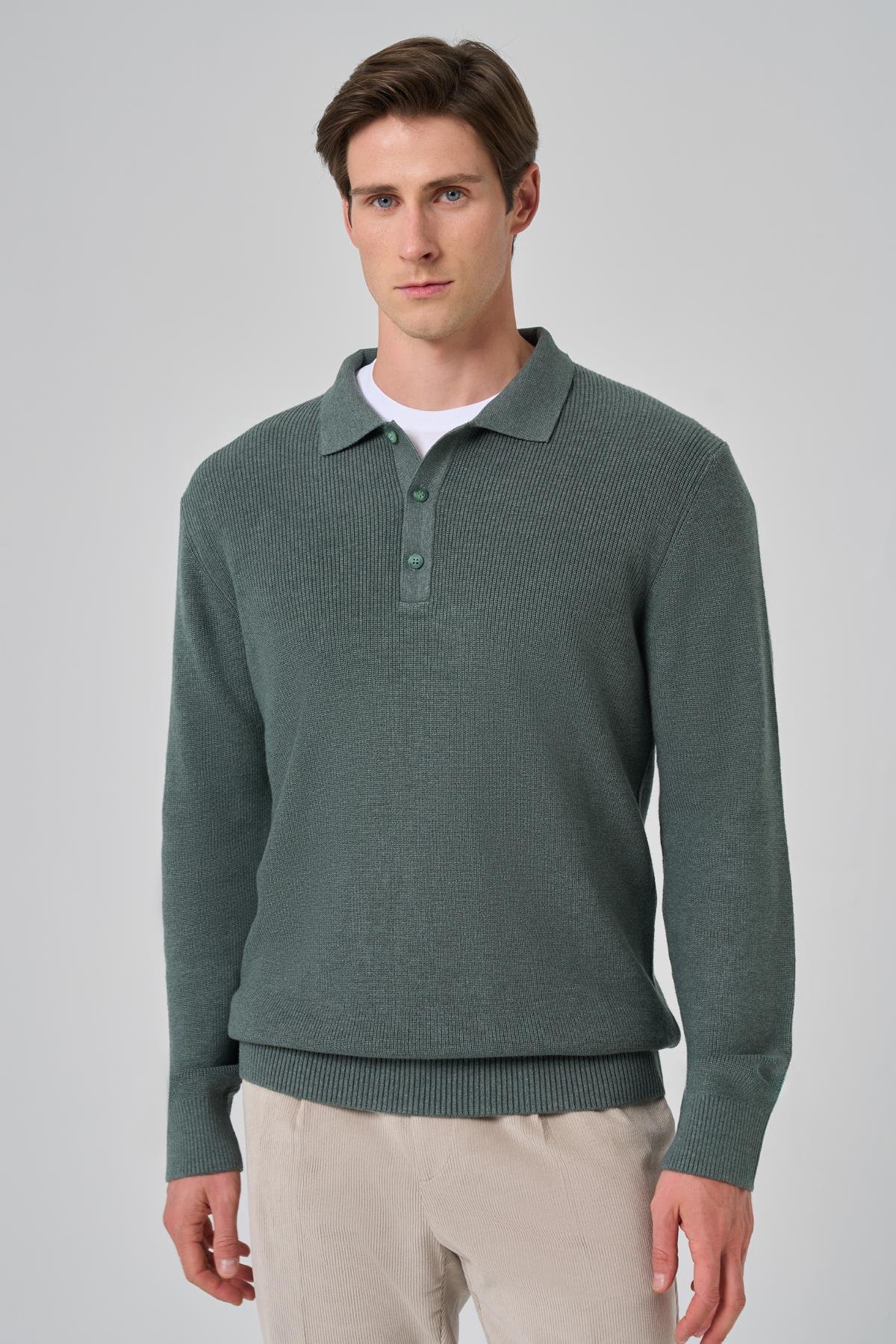 Morven Erkek Çağla Yeşili Trend Polo Yaka Dynamic Fit Rahat Kesim Triko