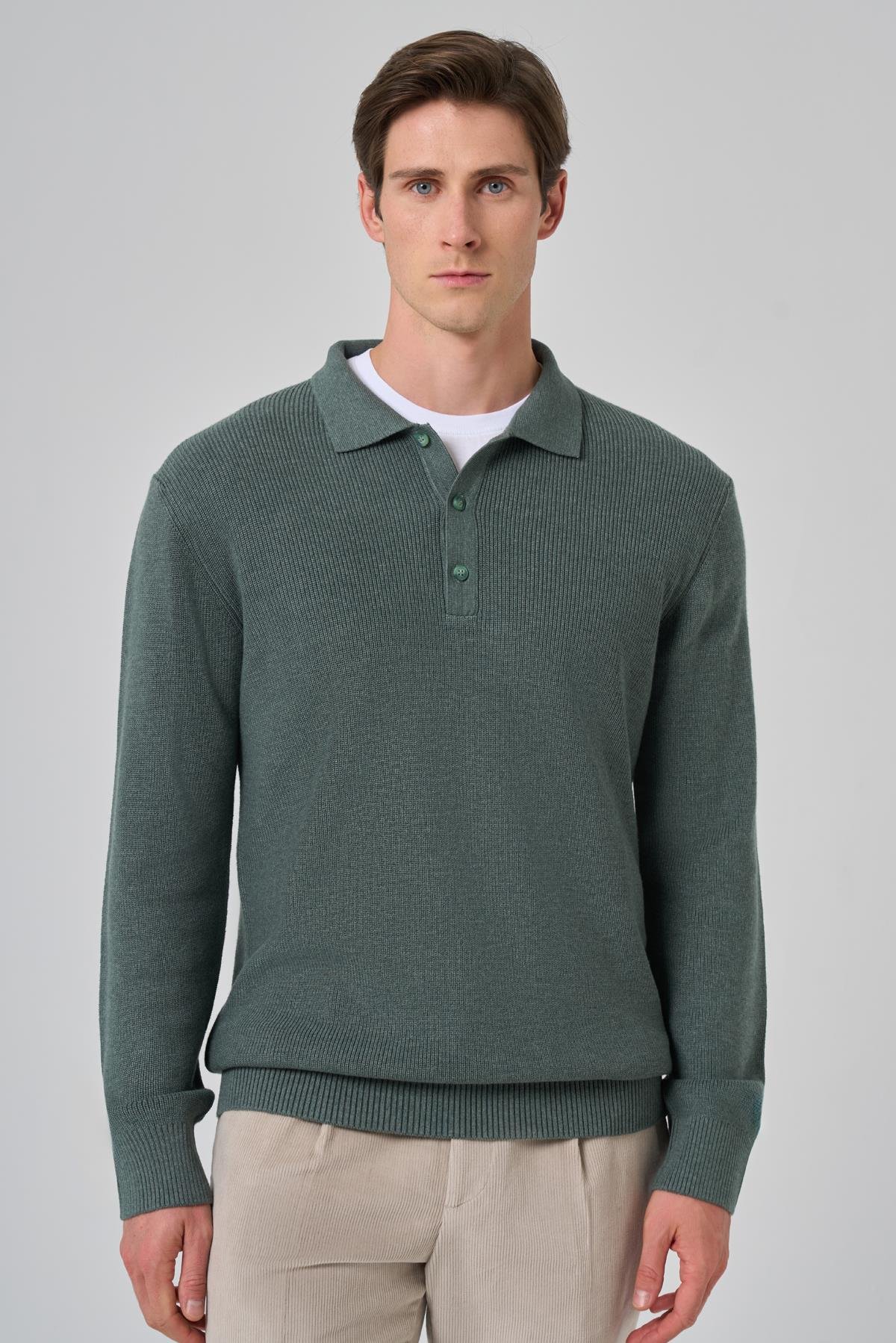 Morven Erkek Çağla Yeşili Trend Polo Yaka Dynamic Fit Rahat Kesim Triko