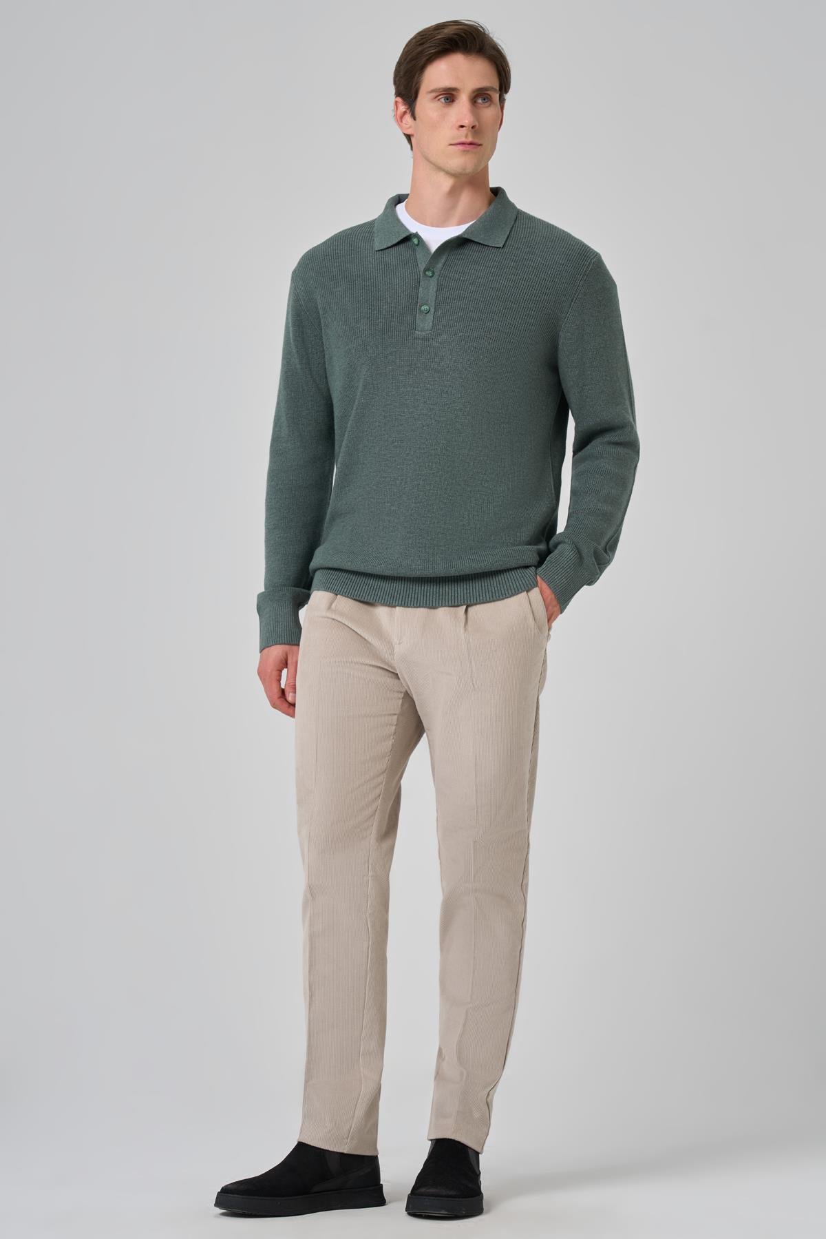 Morven Erkek Çağla Yeşili Trend Polo Yaka Dynamic Fit Rahat Kesim Triko