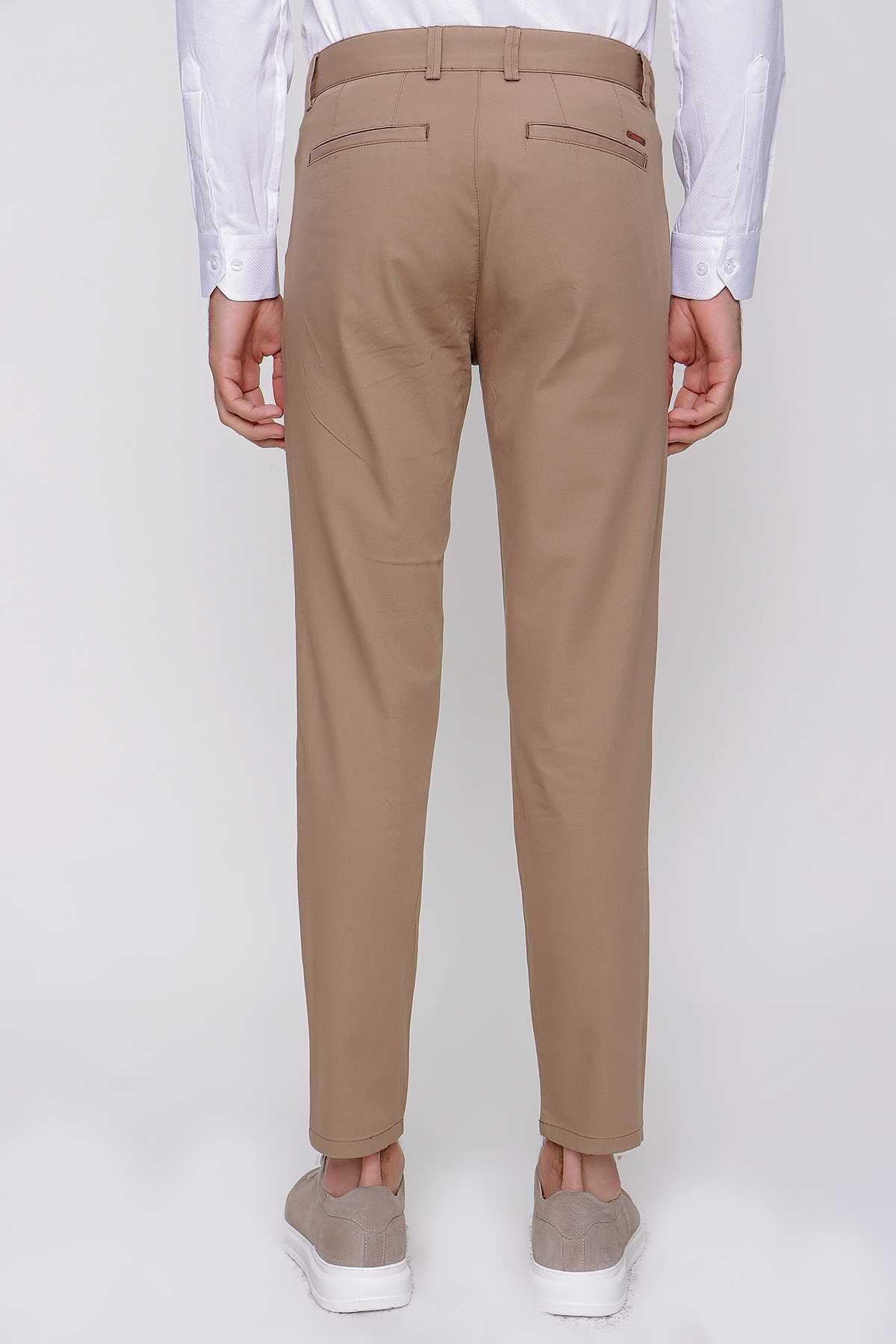 Morven Erkek Camel Pamuk Yan Cep Slim Fit Dar Kesim Pantolon