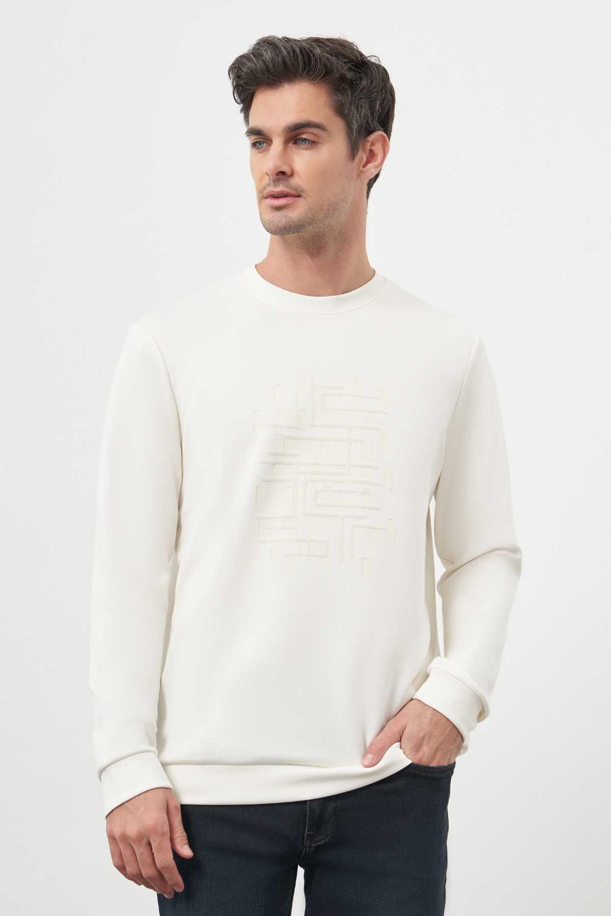 Morven Erkek Ekru Trend Bisiklet Yaka Sweat-Shirt