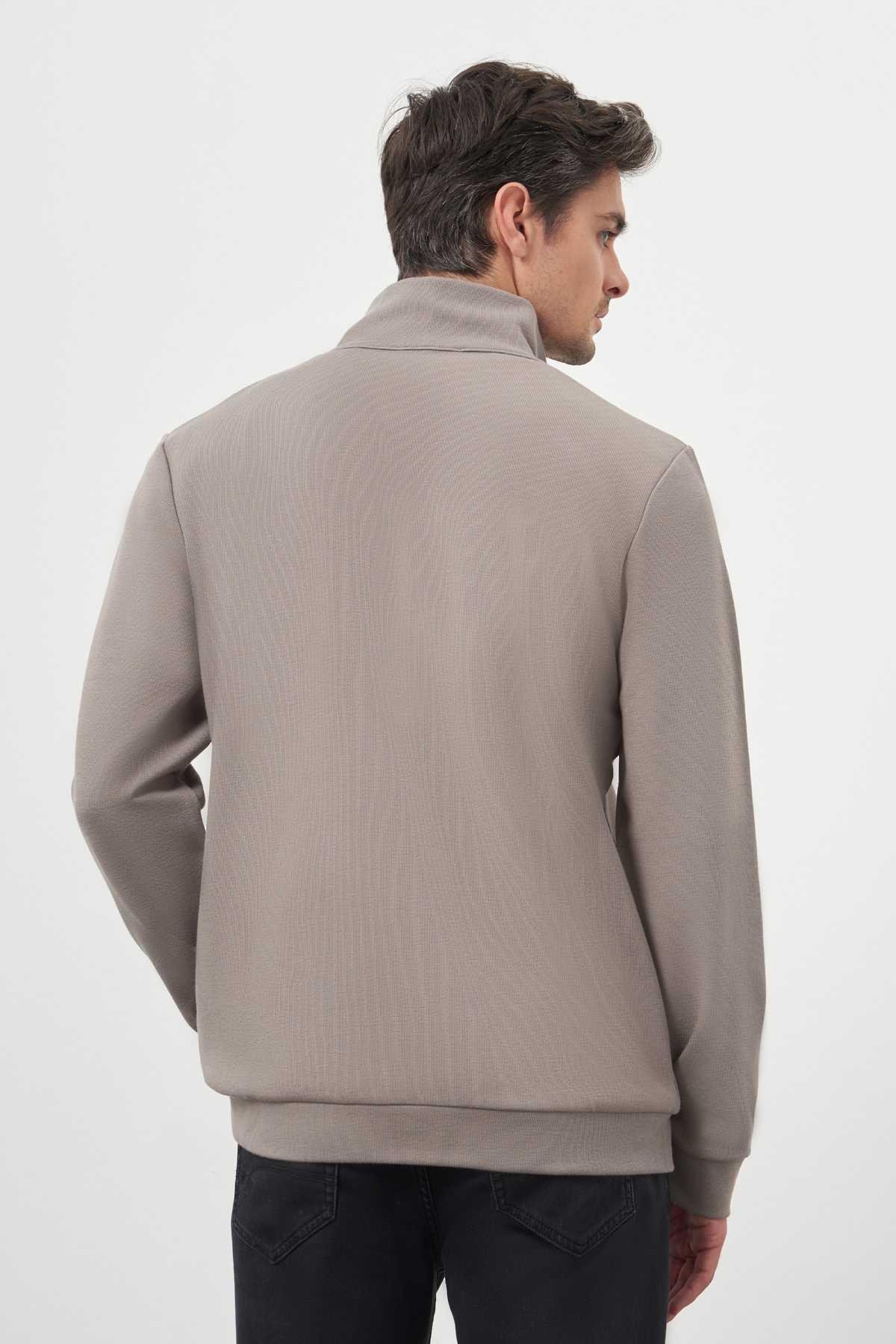 Morven Erkek Gri Fermuarlı Bato Yaka Sweat-Shirt