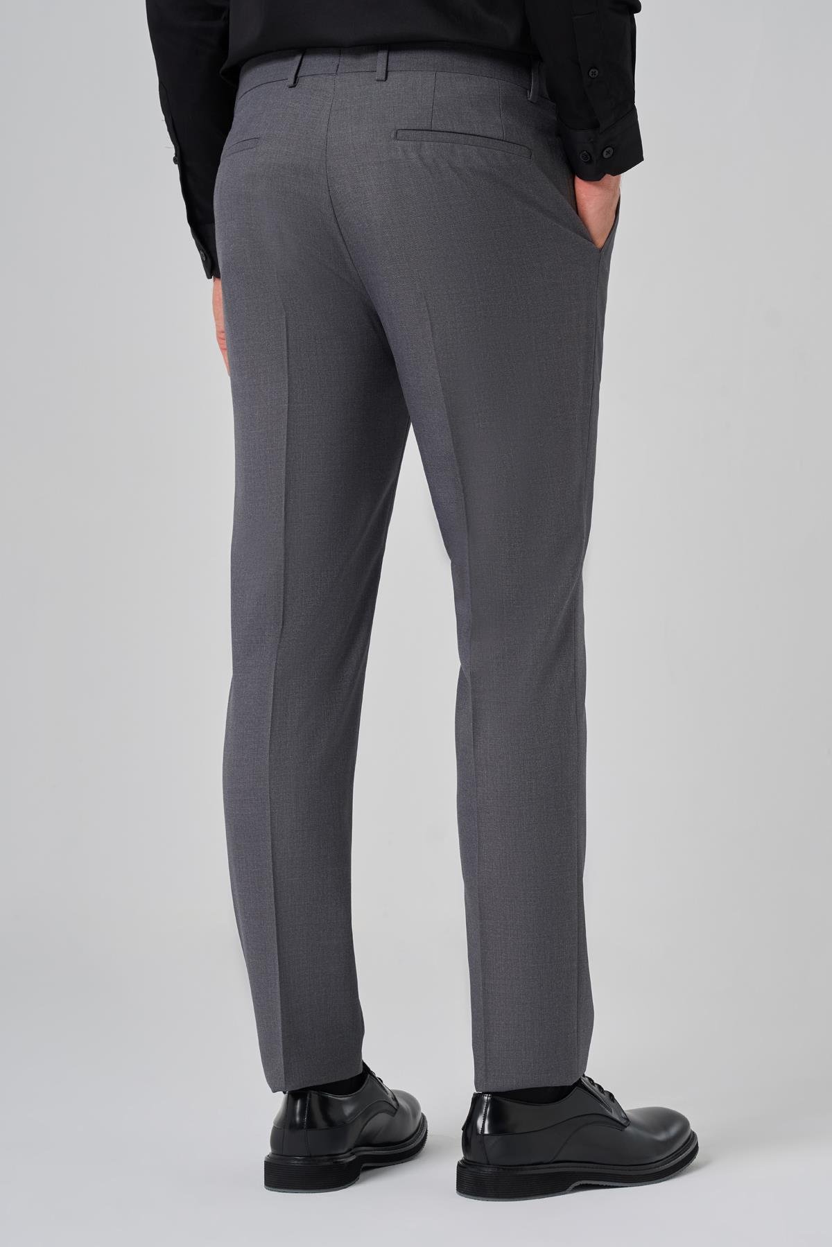 Morven Erkek Gri Klasik Slim Fit Dar Kesim Pantolon