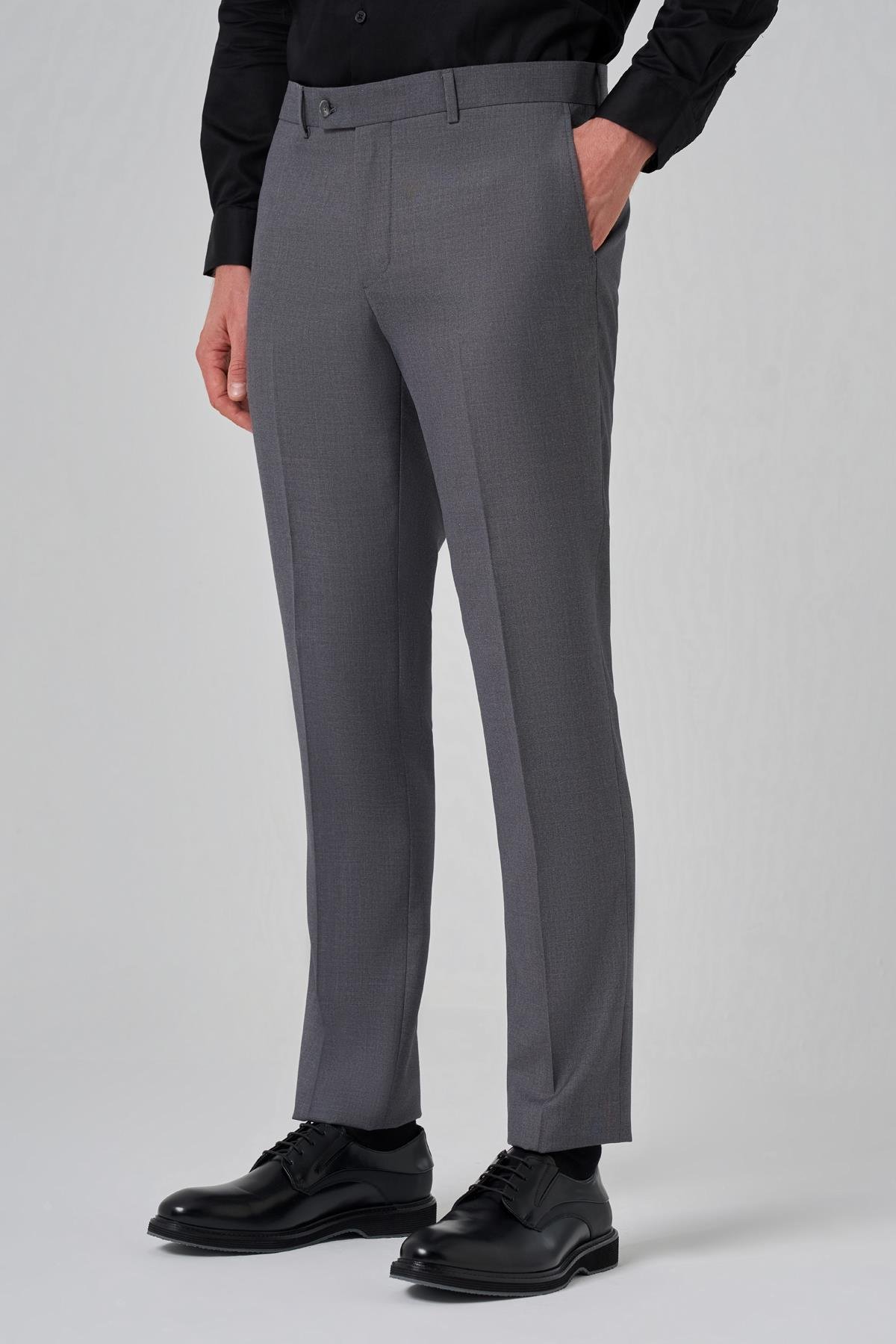 Morven Erkek Gri Klasik Slim Fit Dar Kesim Pantolon
