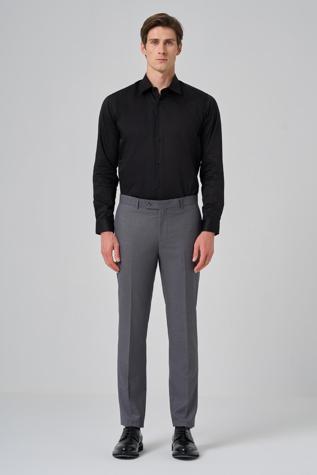 Morven Erkek Gri Klasik Slim Fit Dar Kesim Pantolon