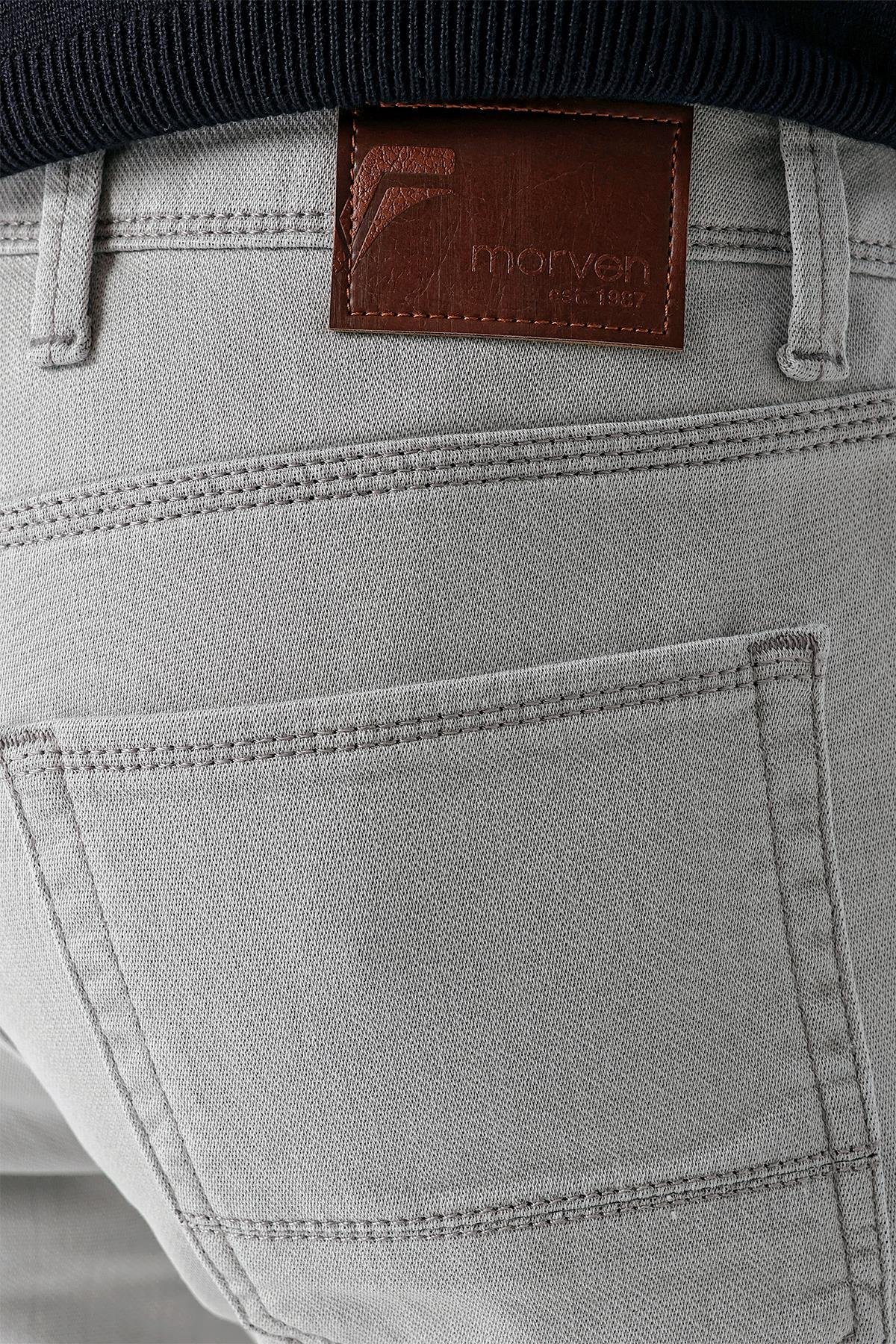 Morven Erkek Gri Mevsimlik Pamuk 5 Cep Slim Fit Jean Pantolon