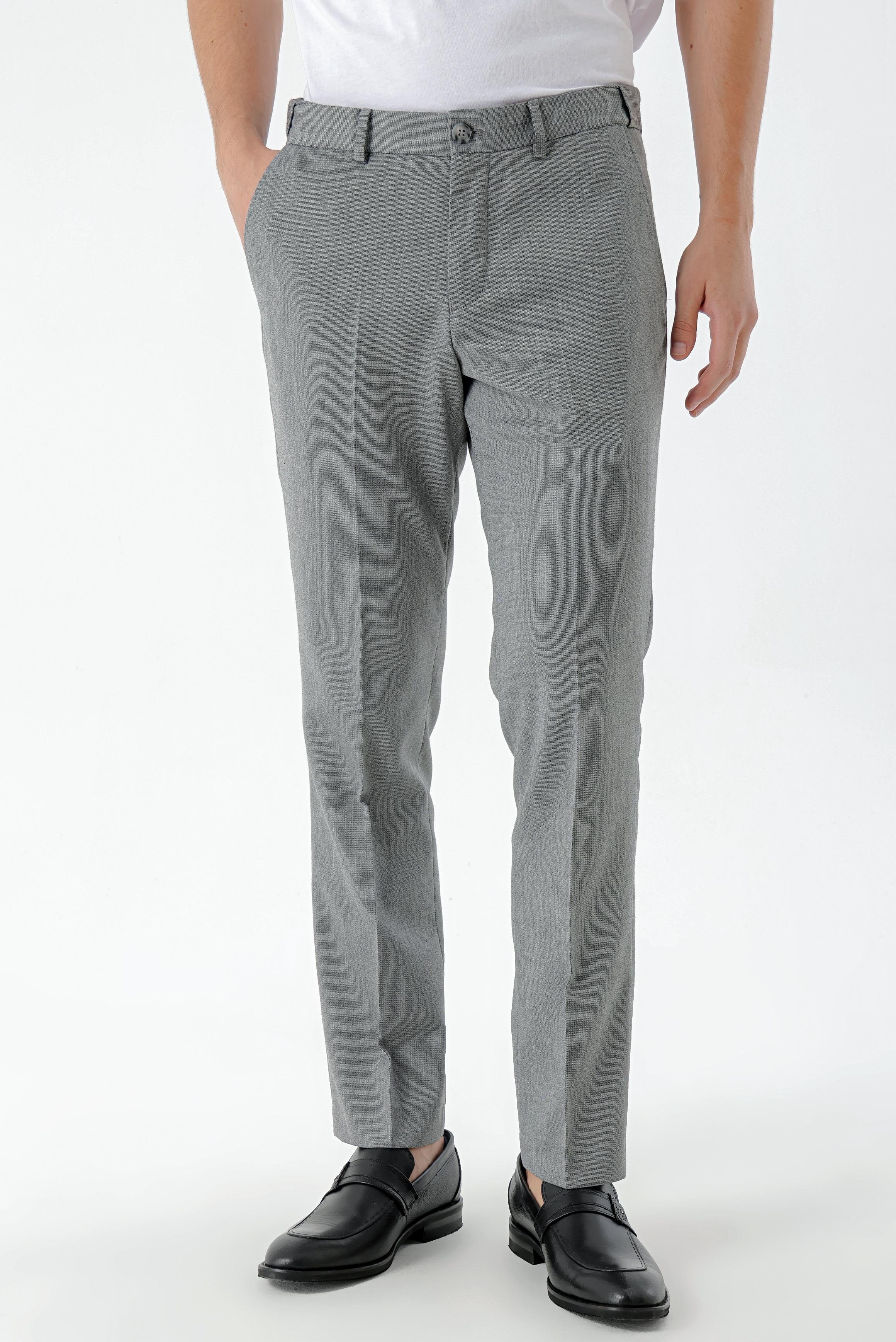 Morven Erkek Gri Poliviskon Trend Desenli Dynamic Fit Classic Pantolon