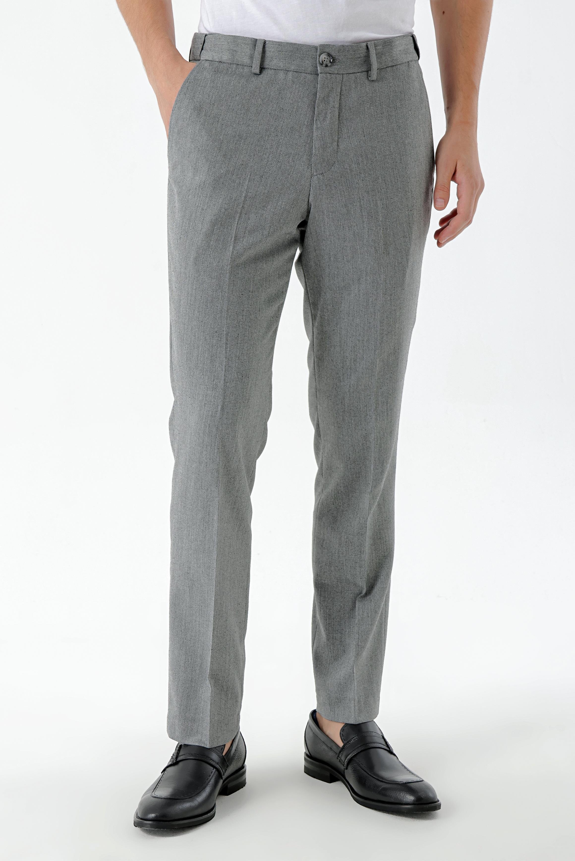 Morven Erkek Gri Poliviskon Trend Desenli Dynamic Fit Classic Pantolon