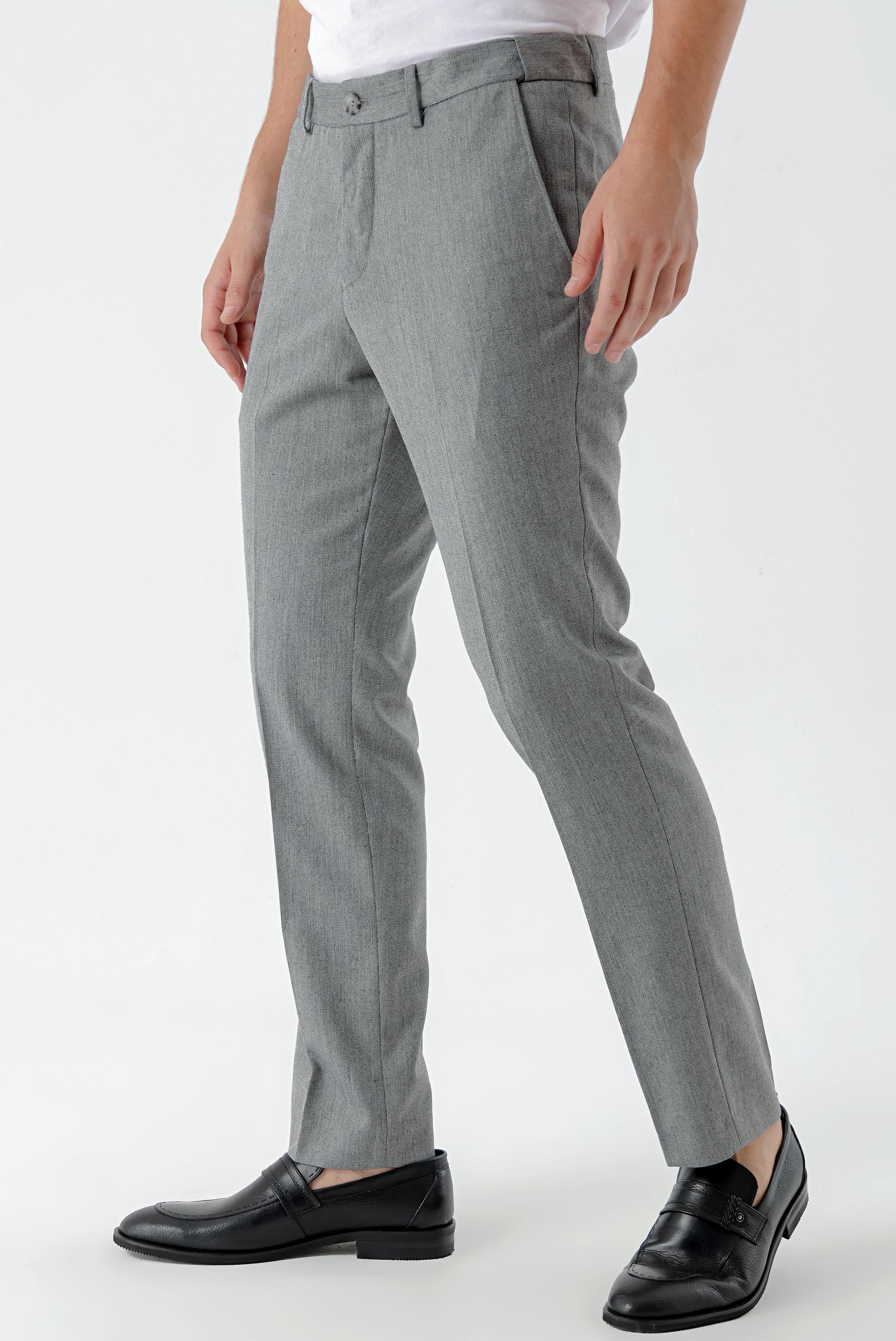 Morven Erkek Gri Poliviskon Trend Desenli Dynamic Fit Classic Pantolon