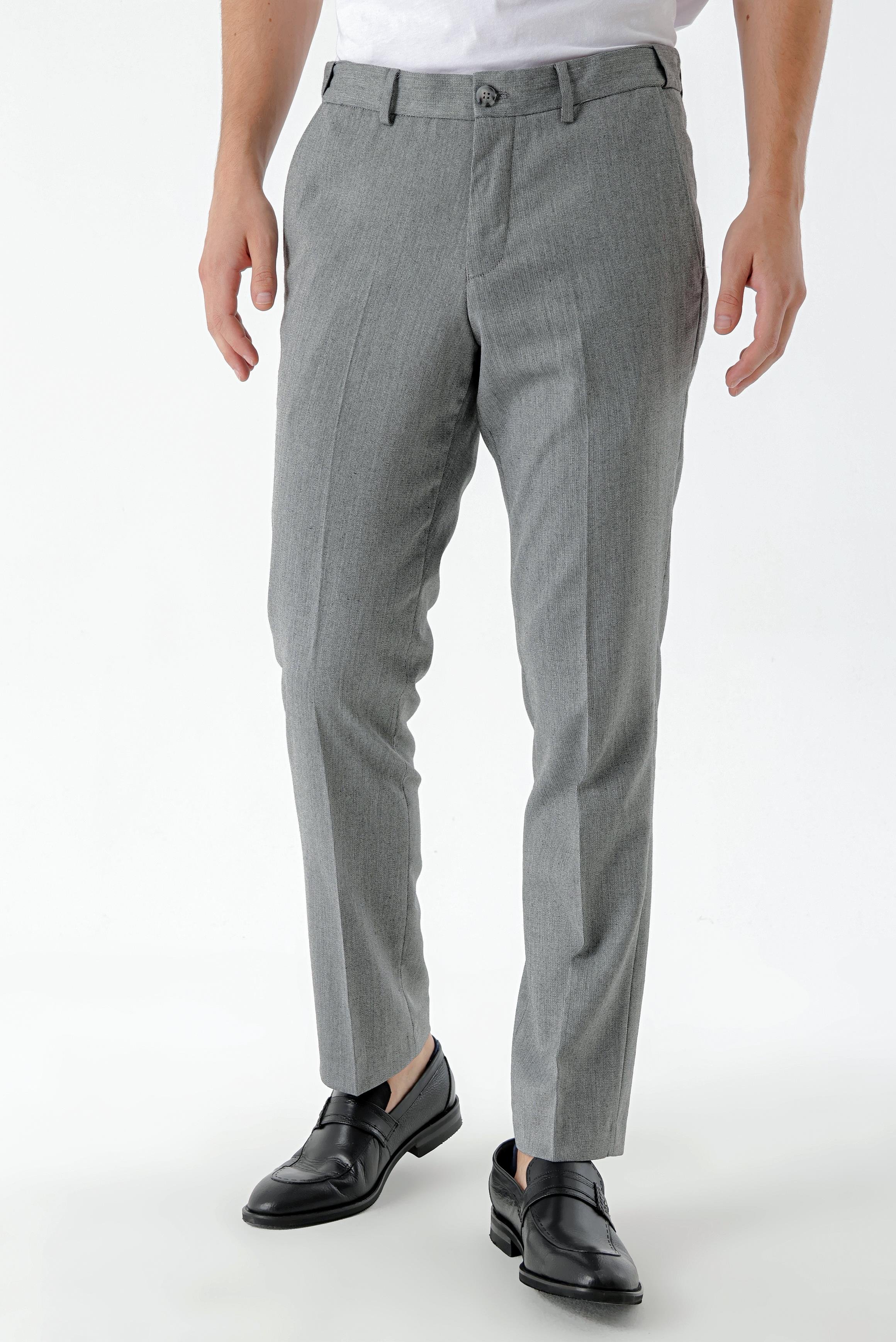 Morven Erkek Gri Poliviskon Trend Desenli Dynamic Fit Classic Pantolon