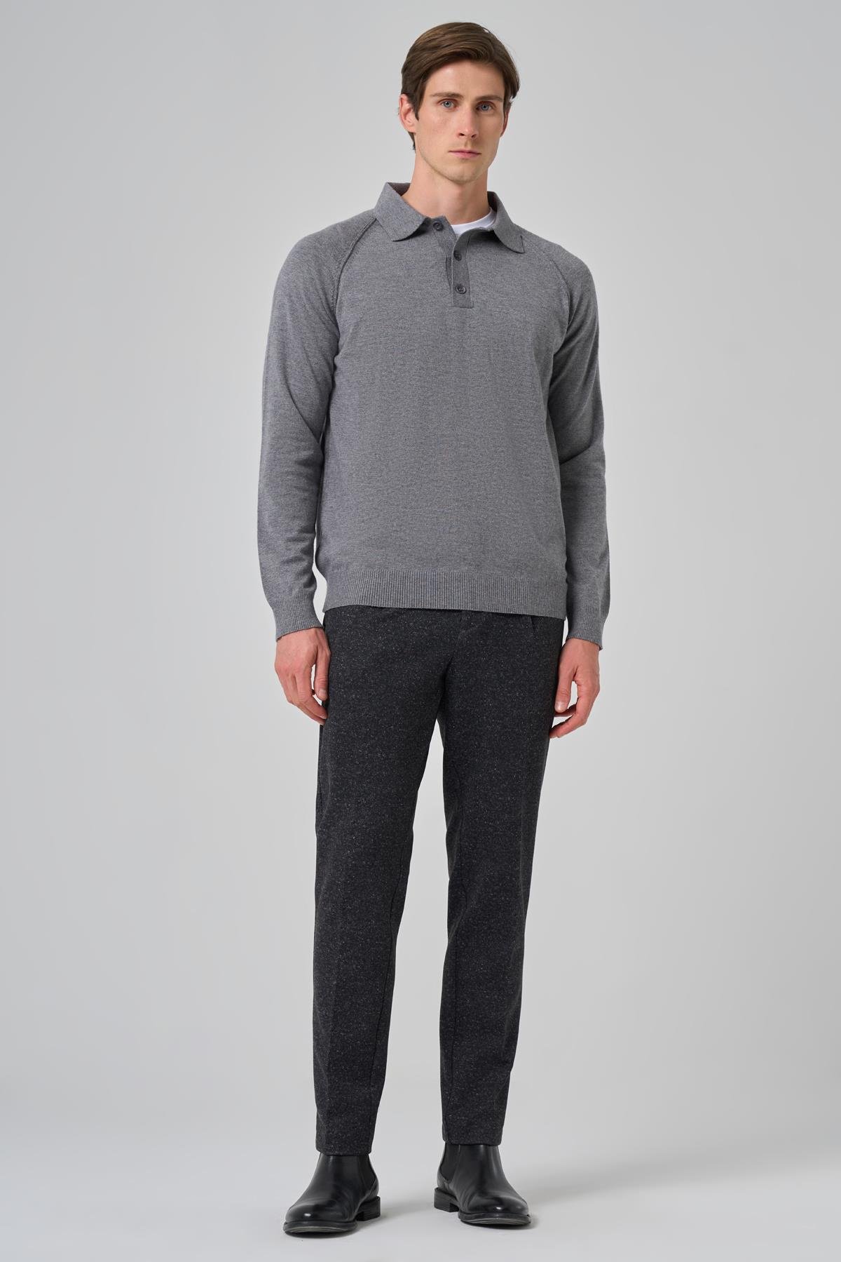 Morven Erkek Gri Trend Core Spun Polo Yaka Dynamic Fit Rahat Kesim Triko