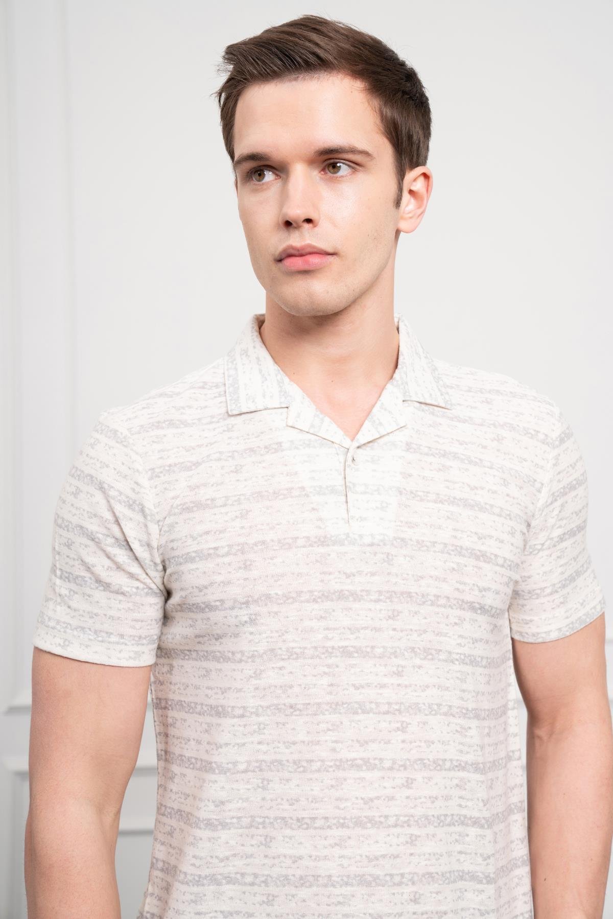 Morven Erkek Gri Trend Dynamic Fit Rahat Kesim Polo Yaka T-Shirt