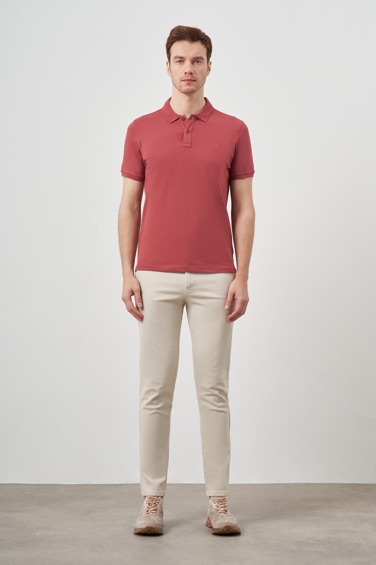 Morven Erkek Gül Basic Polo Yaka Dynamic Fit T-Shirt