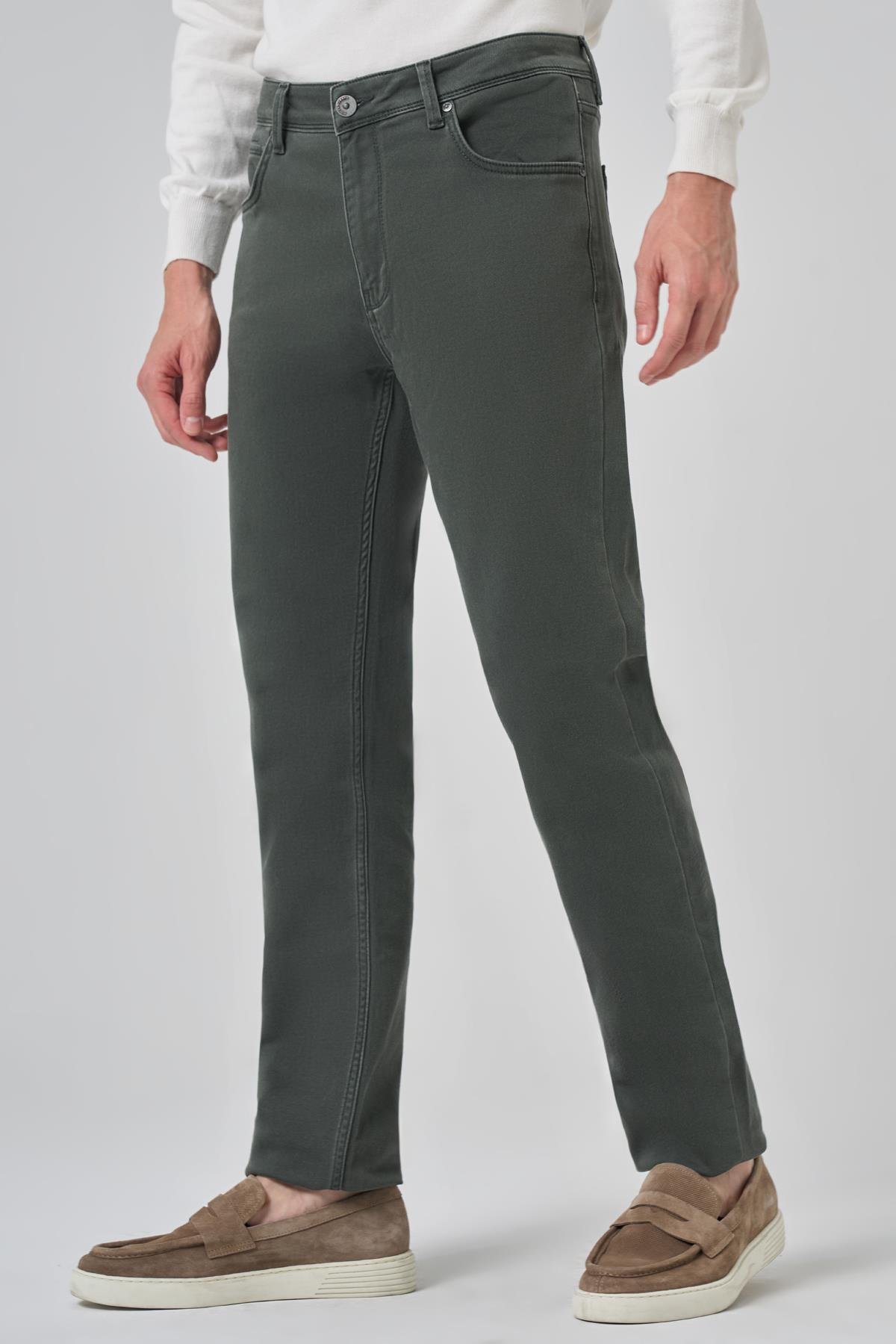 Morven Erkek Haki Denim 5 Cep Dynamic Fit Jean Kot Pantolon