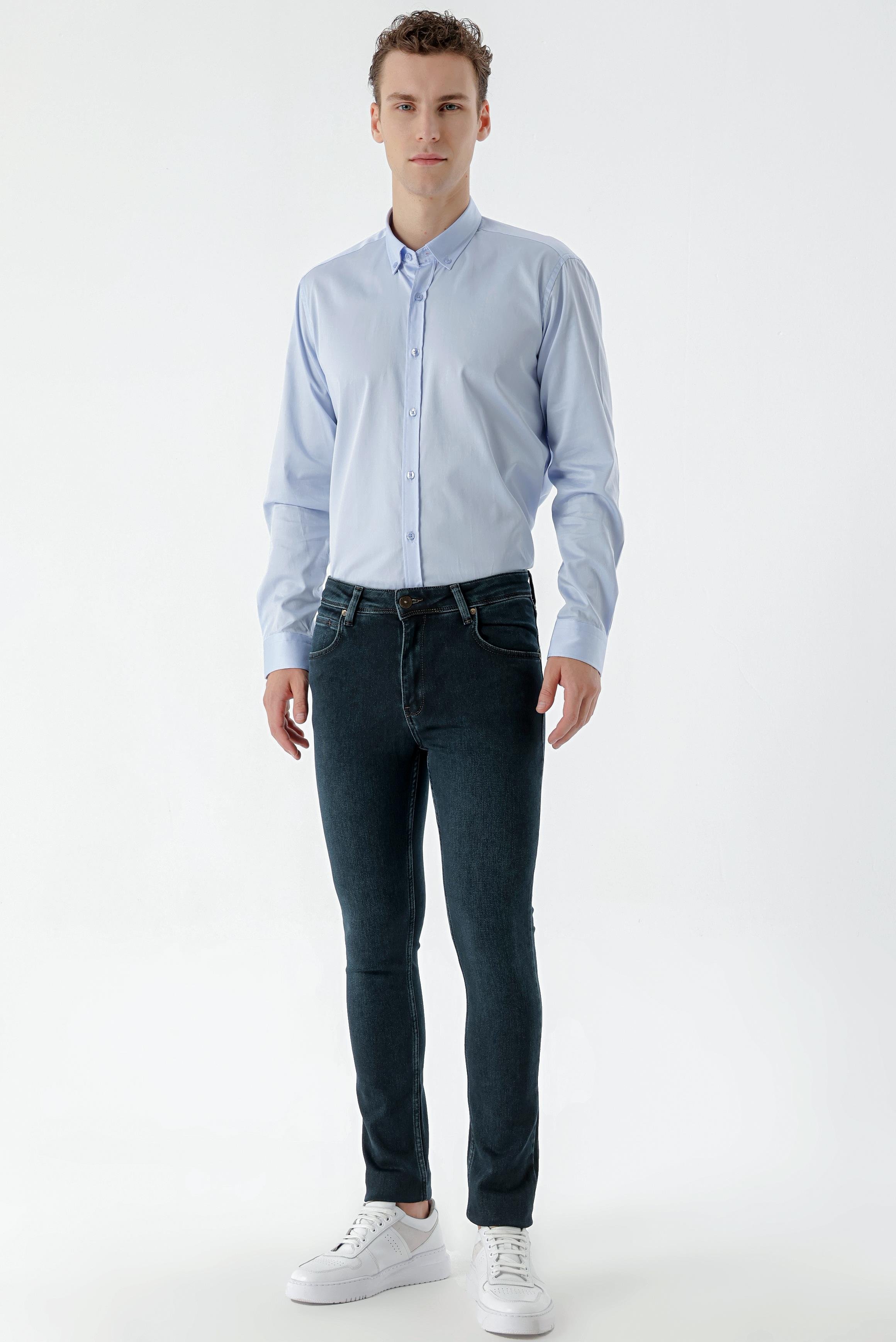 Morven Erkek Haki Denim 5 Cep Slim Fit Jean Kot Pantolon