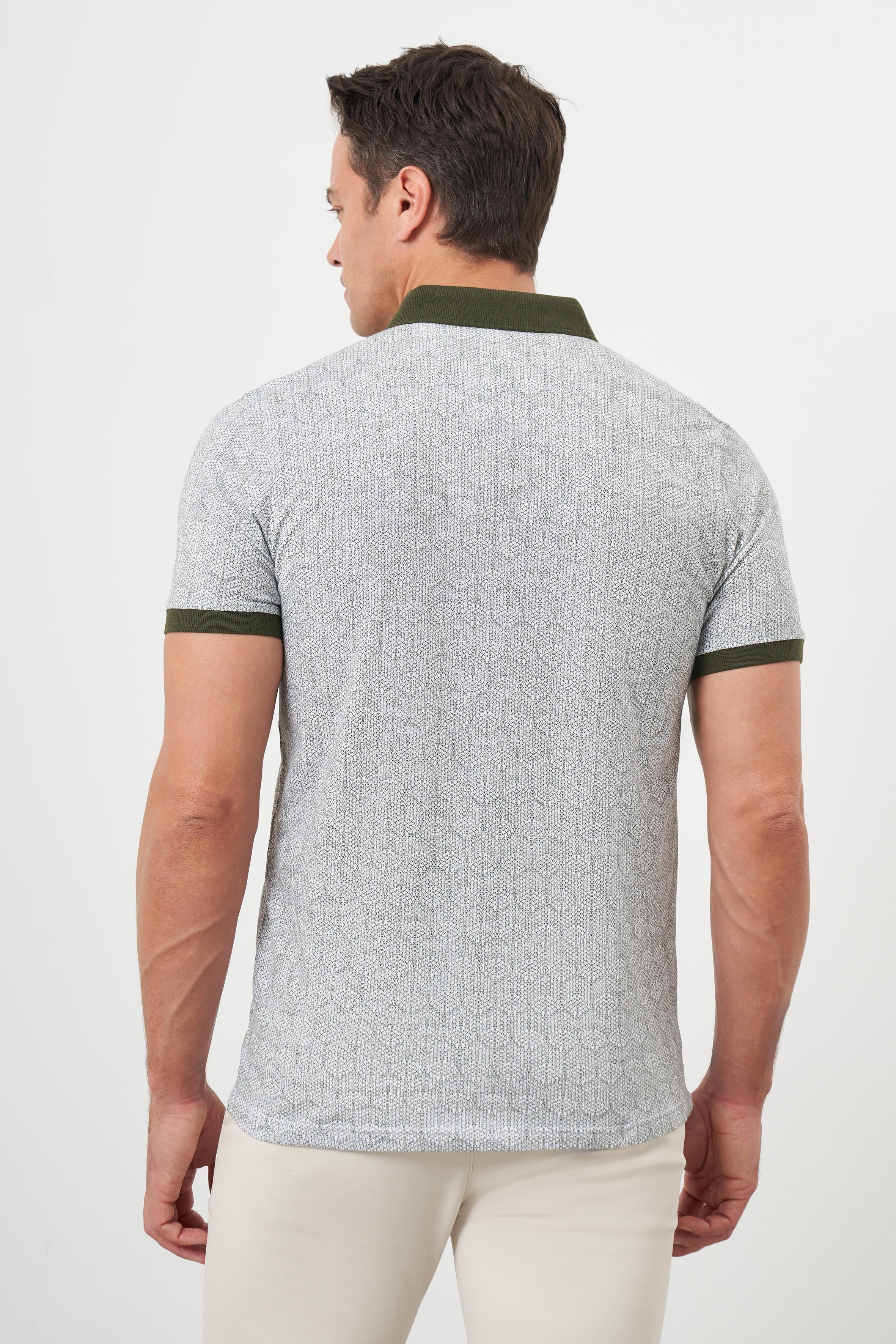 Morven Erkek Haki Trend Compact Rotasyon Baskı Pike Polo Yaka T-Shirt