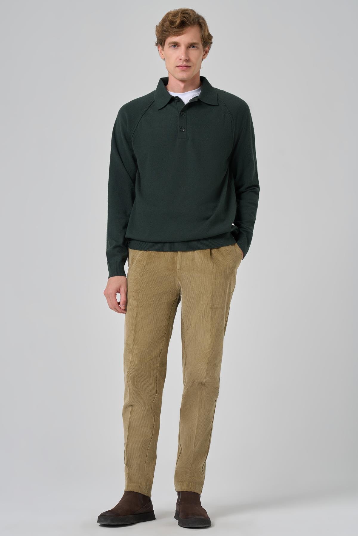 Morven Erkek Haki Trend Core Spun Polo Yaka Dynamic Fit Rahat Kesim Triko