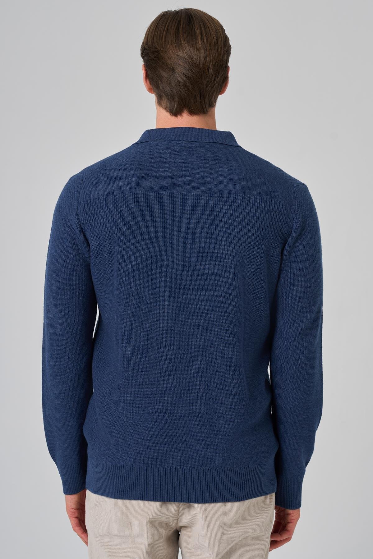 Morven Erkek İndigo Trend Polo Yaka Dynamic Fit Rahat Kesim Triko