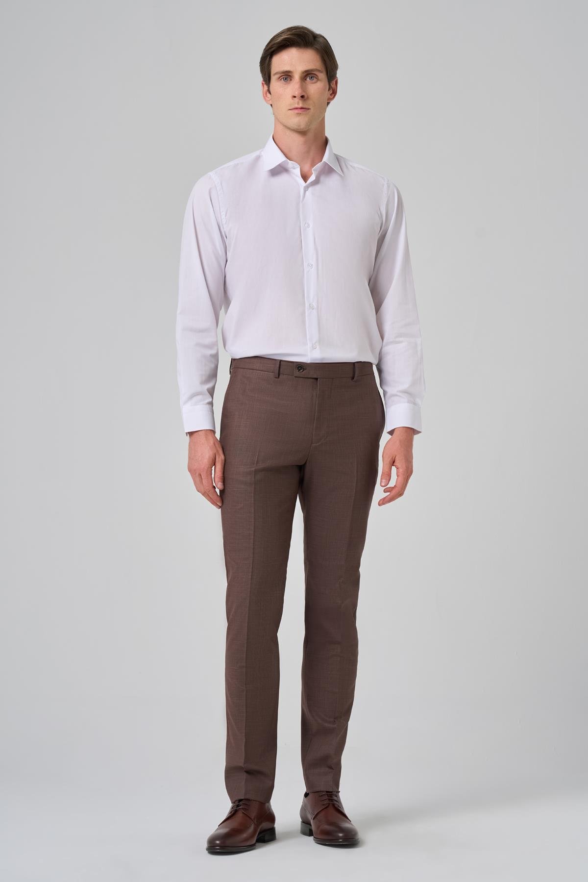 Morven Erkek KAHVE Klasik Slim Fit Dar Kesim Pantolon