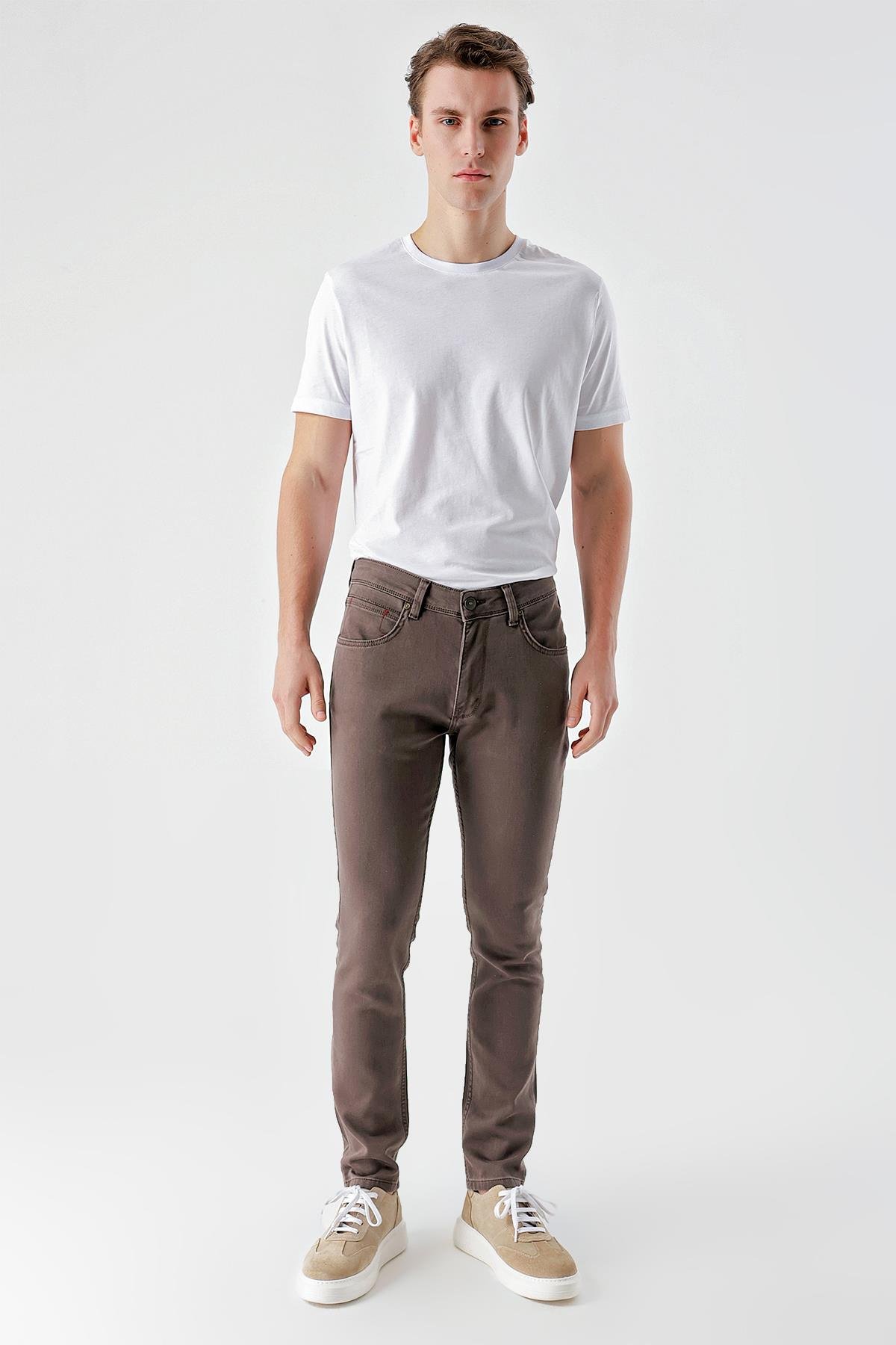 Morven Erkek KAHVE Mevsimlik Pamuk 5 Cep Slim Fit Jean Pantolon