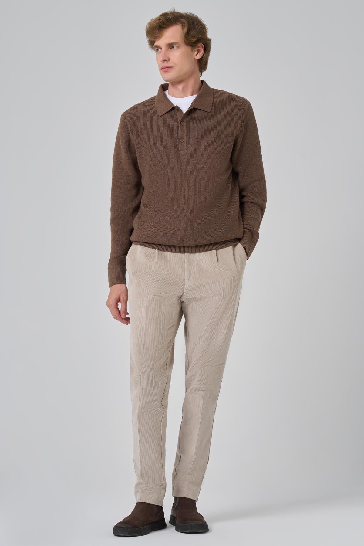 Morven Erkek KAHVE Trend Polo Yaka Dynamic Fit Rahat Kesim Triko