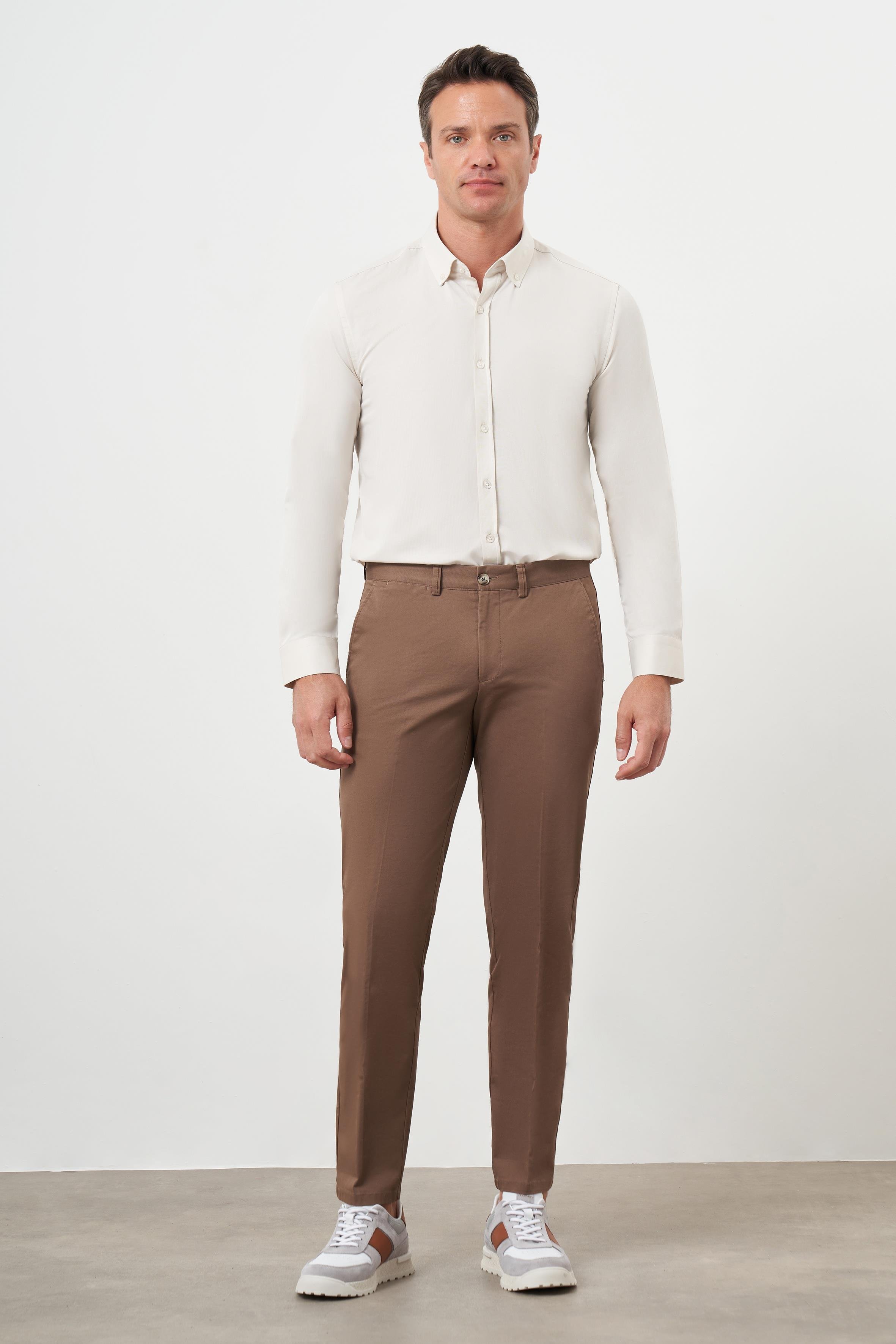 Morven Erkek KAHVE Yazlık Pamuk Yan Cep Dynamic Fit Chino Pantolon