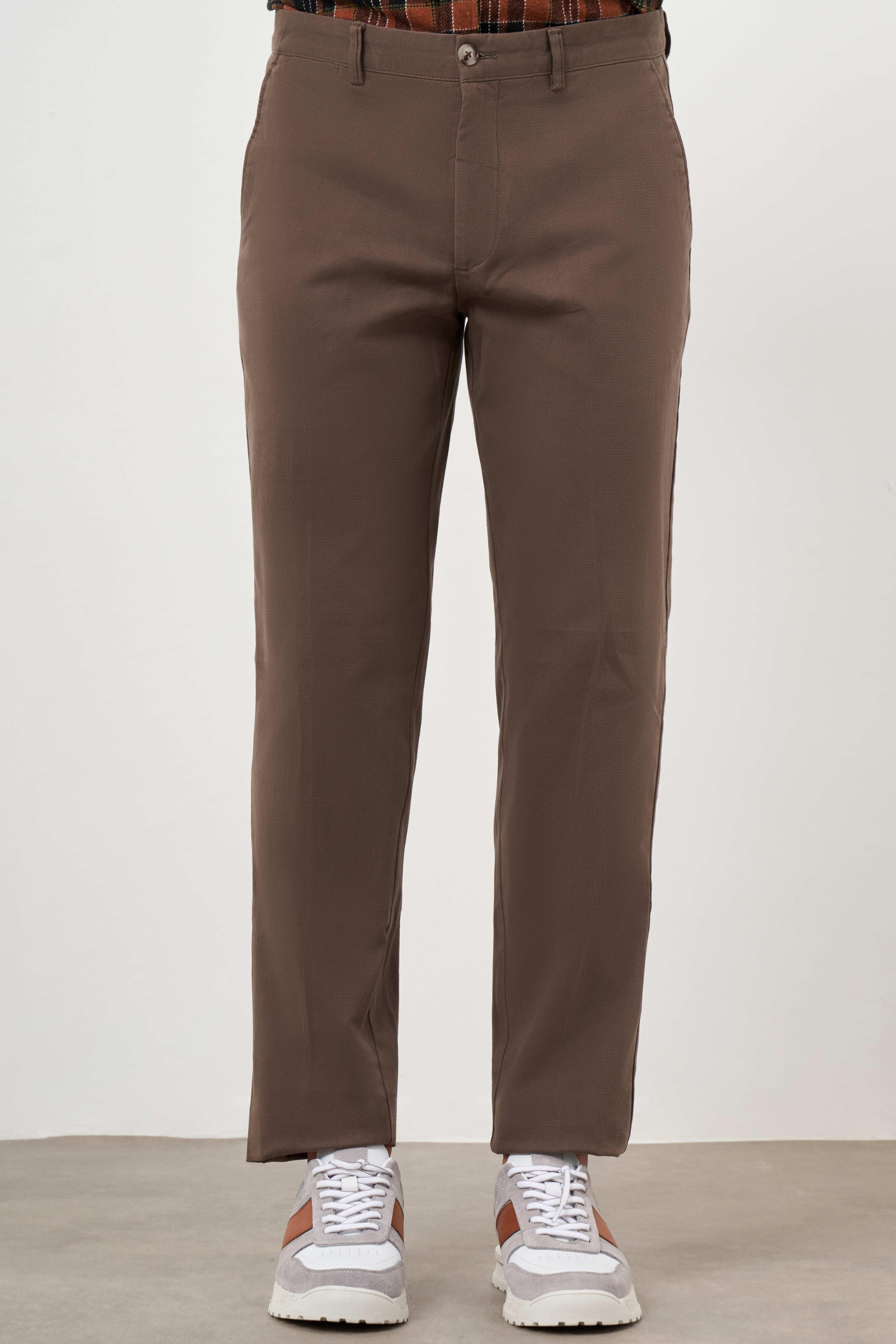 Morven Erkek Kahverengi Pamuk Yan Cep Dynamic Fit Chino Pantolon