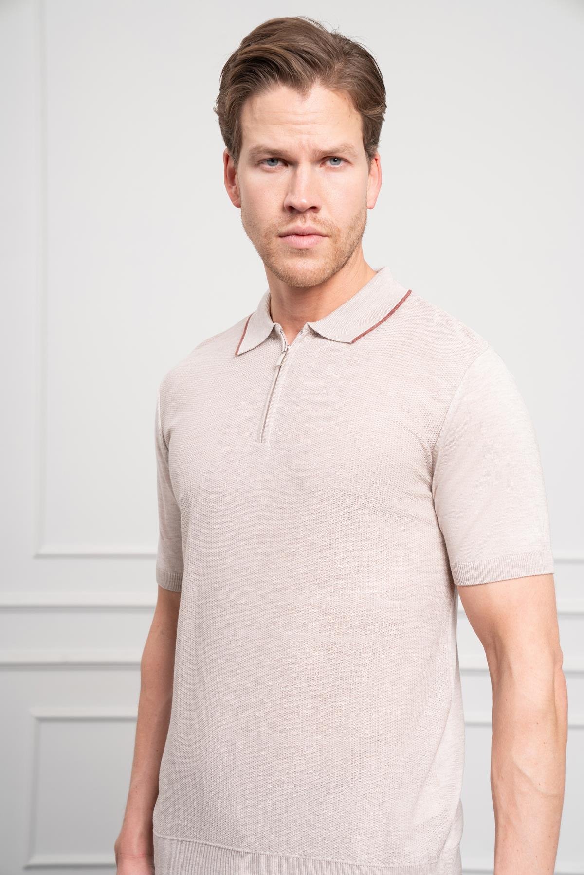 Morven Erkek Kemik Trend  Polo Yaka Dinamik Fit Rahat Kesim T-Shirt