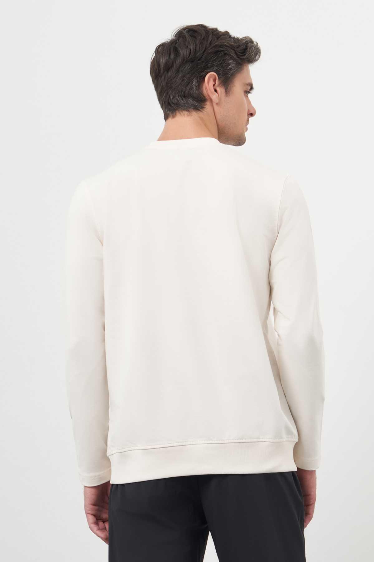 Morven Erkek Kremrengi Basic Dynamic Fit Bisiklet Yaka Sweet Shirt