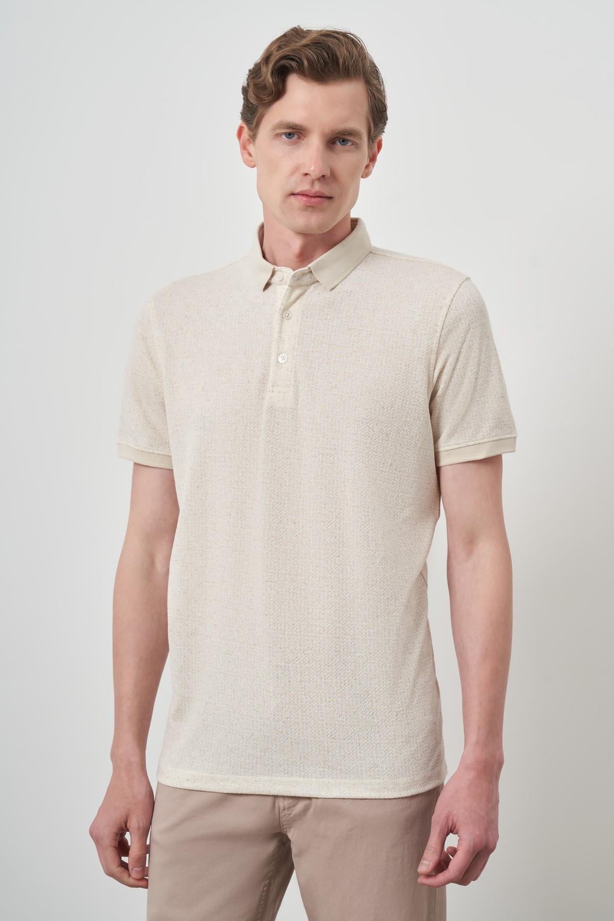Morven Erkek Kremrengi Trend  Polo Yaka T-Shirt