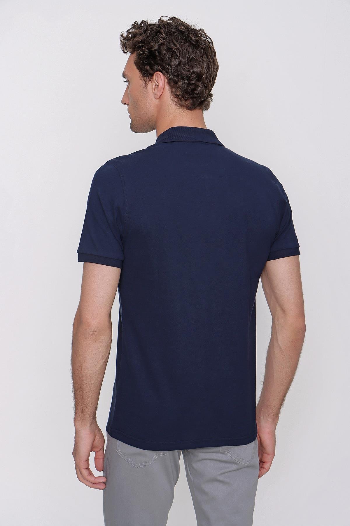 Morven Erkek Lacivert Basic Polo Yaka Dynamic Fit T-Shirt