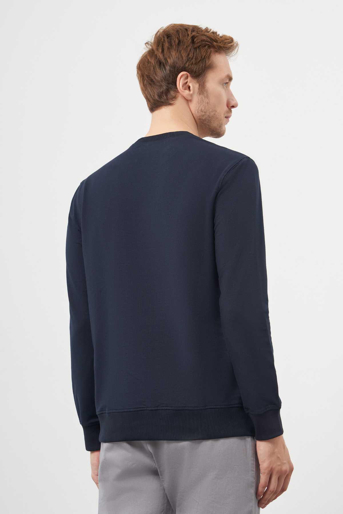 Morven Erkek Lacivert Bisiklet Yaka Dynamic Fit Rahat Kesim Sweatshirt