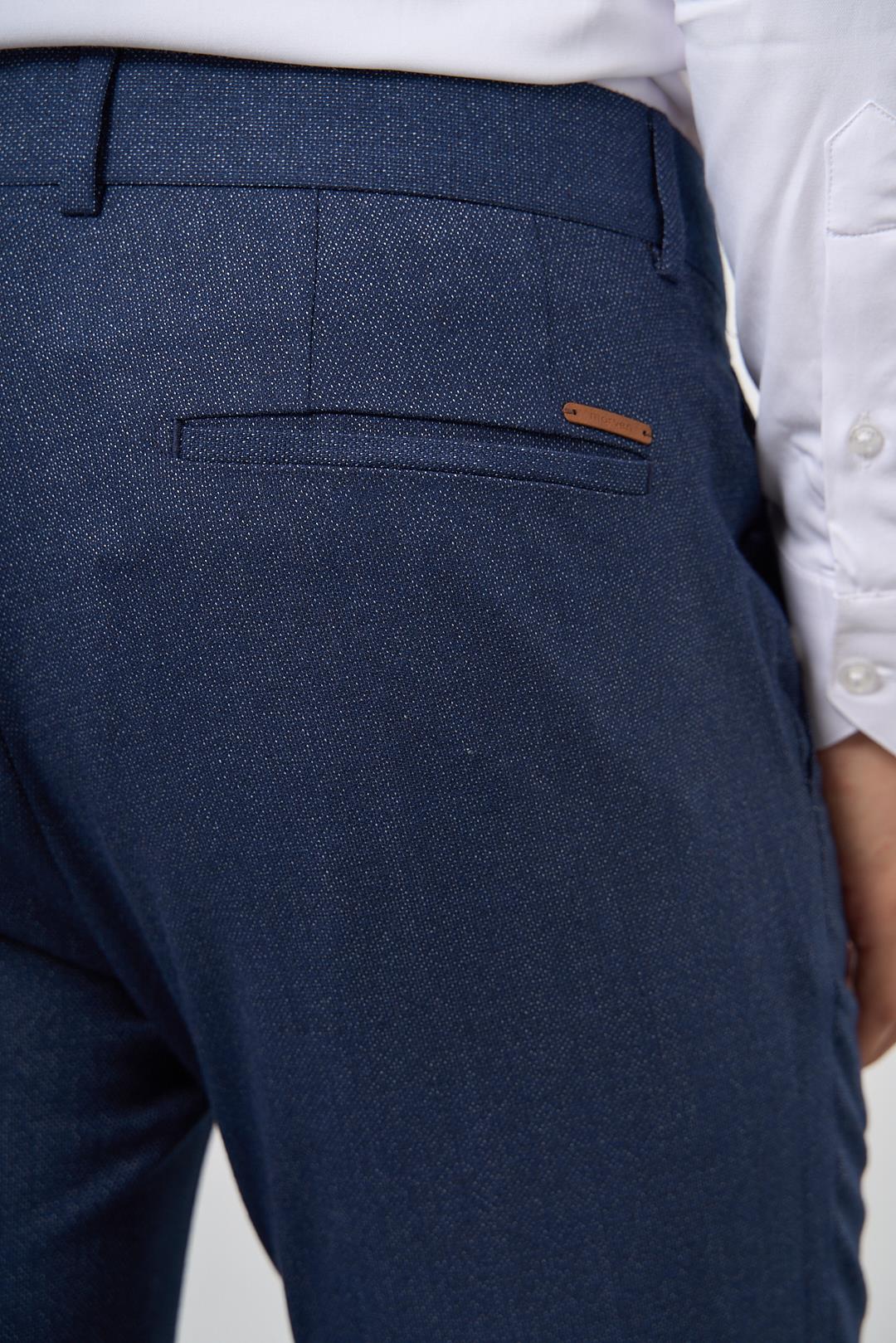 Morven Erkek Lacivert Carbon Desenli Slim Fit Classic Pantolon