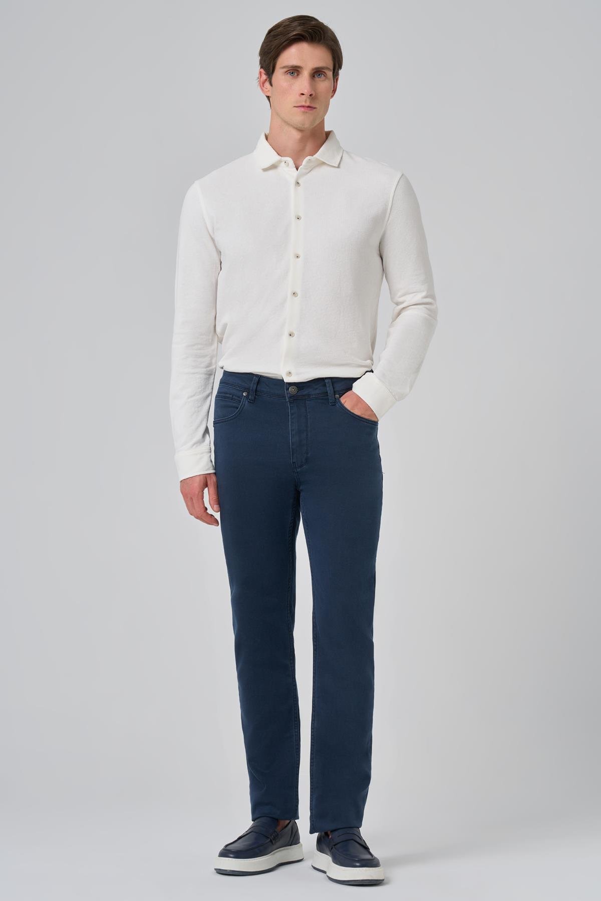 Morven Erkek Lacivert Denim 5 Cep Dynamic Fit Jean Kot Pantolon