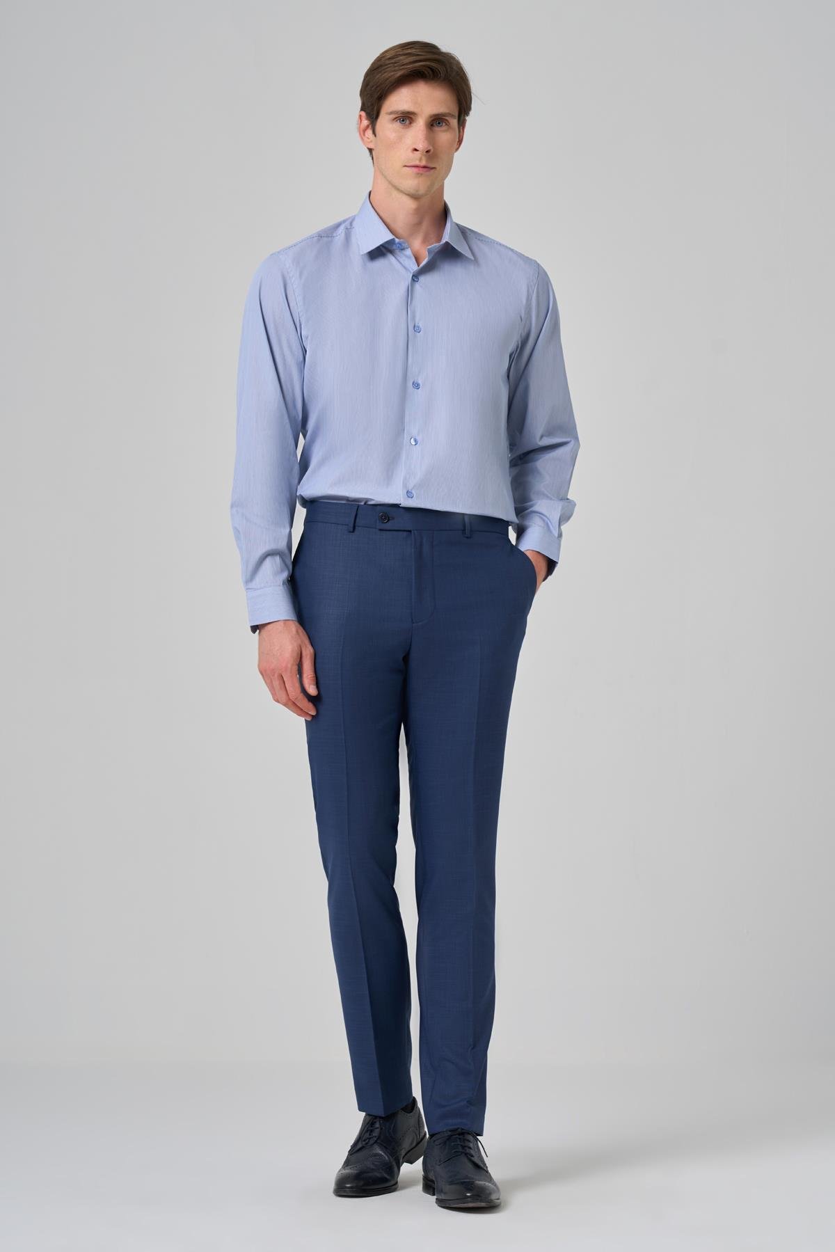 Morven Erkek Lacivert Klasik Slim Fit Dar Kesim Pantolon