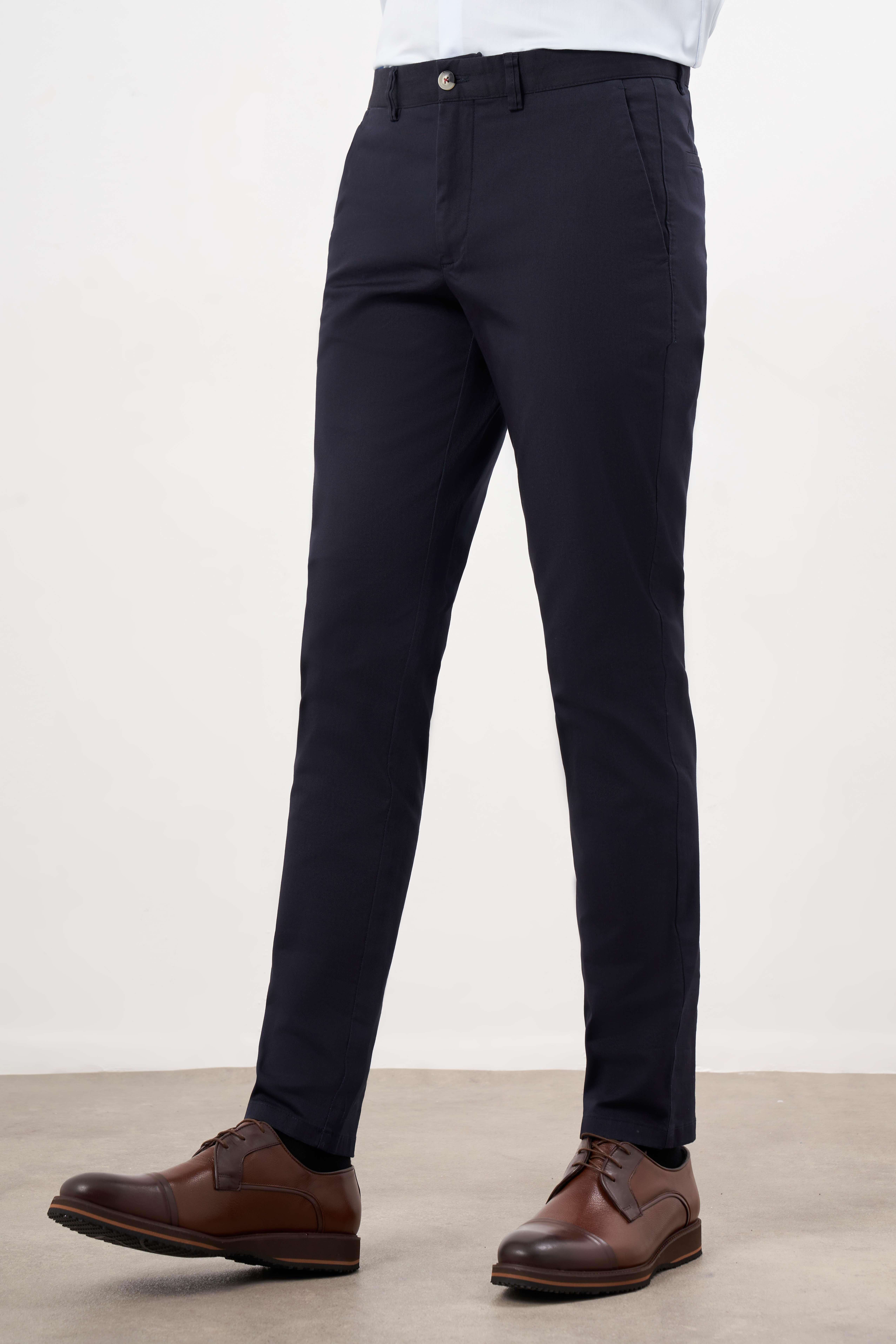 Morven Erkek Lacivert Mevsimlik Pamuk Yan Cep Slim Fit Chino Pantolon