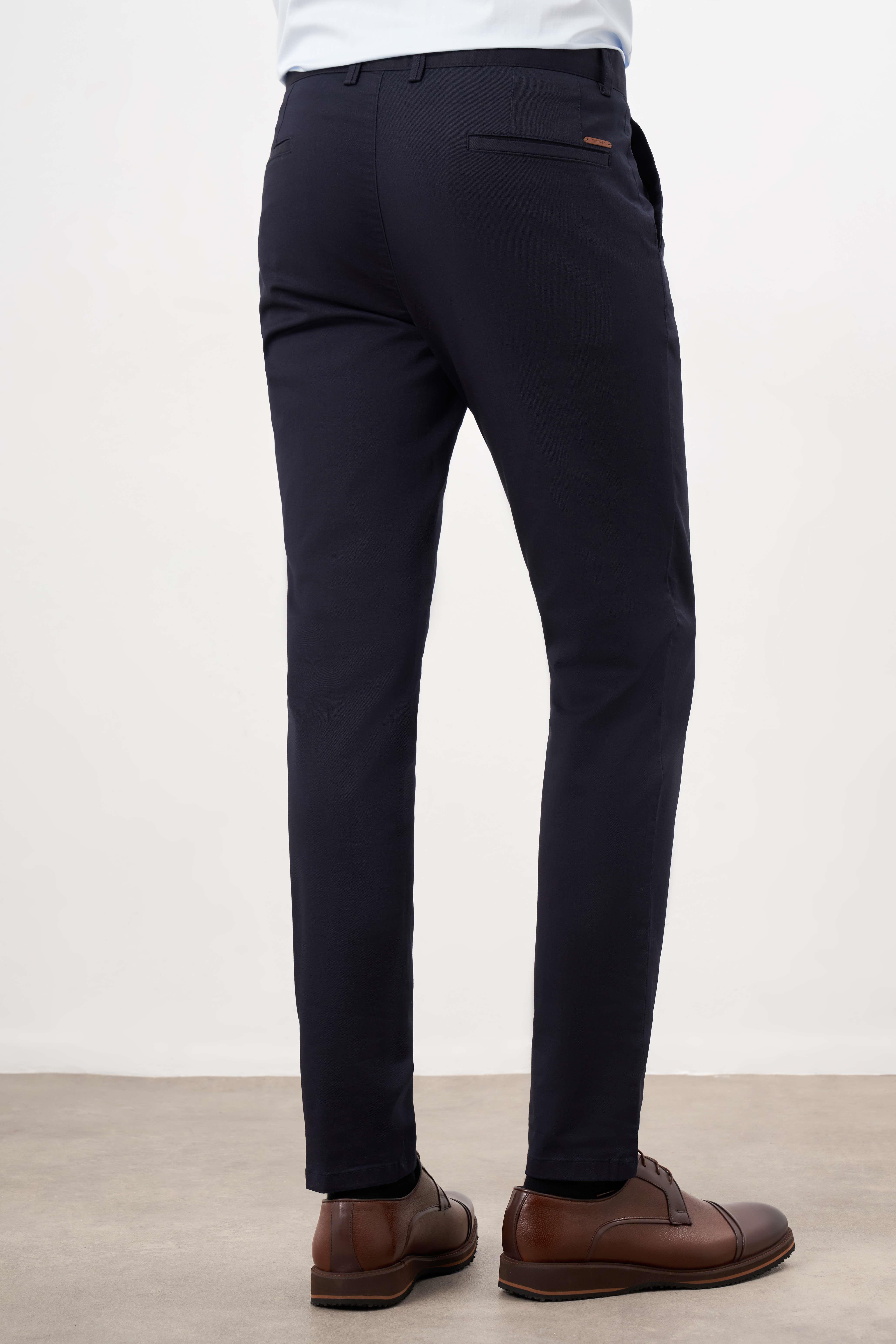 Morven Erkek Lacivert Mevsimlik Pamuk Yan Cep Slim Fit Chino Pantolon