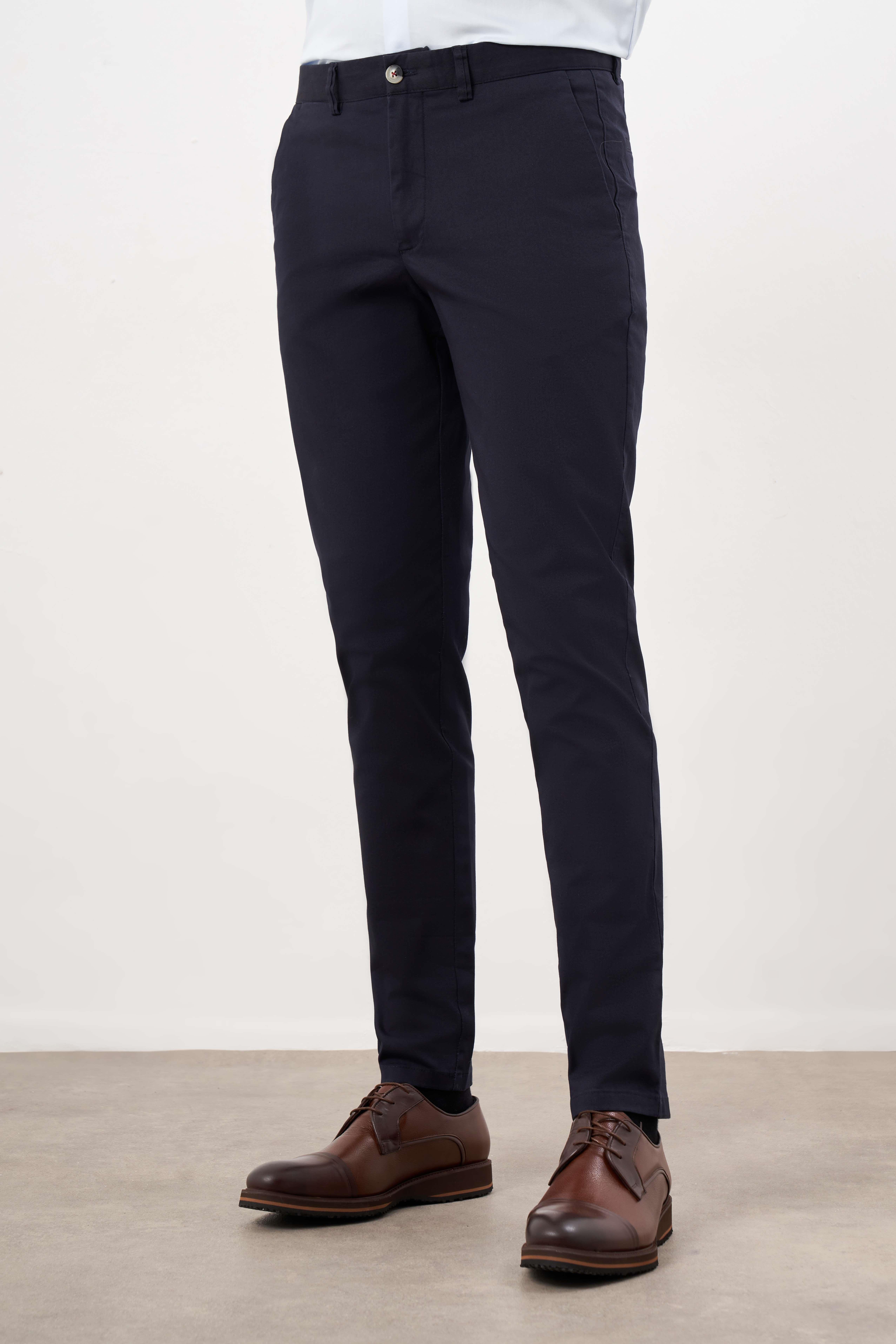Morven Erkek Lacivert Mevsimlik Pamuk Yan Cep Slim Fit Chino Pantolon