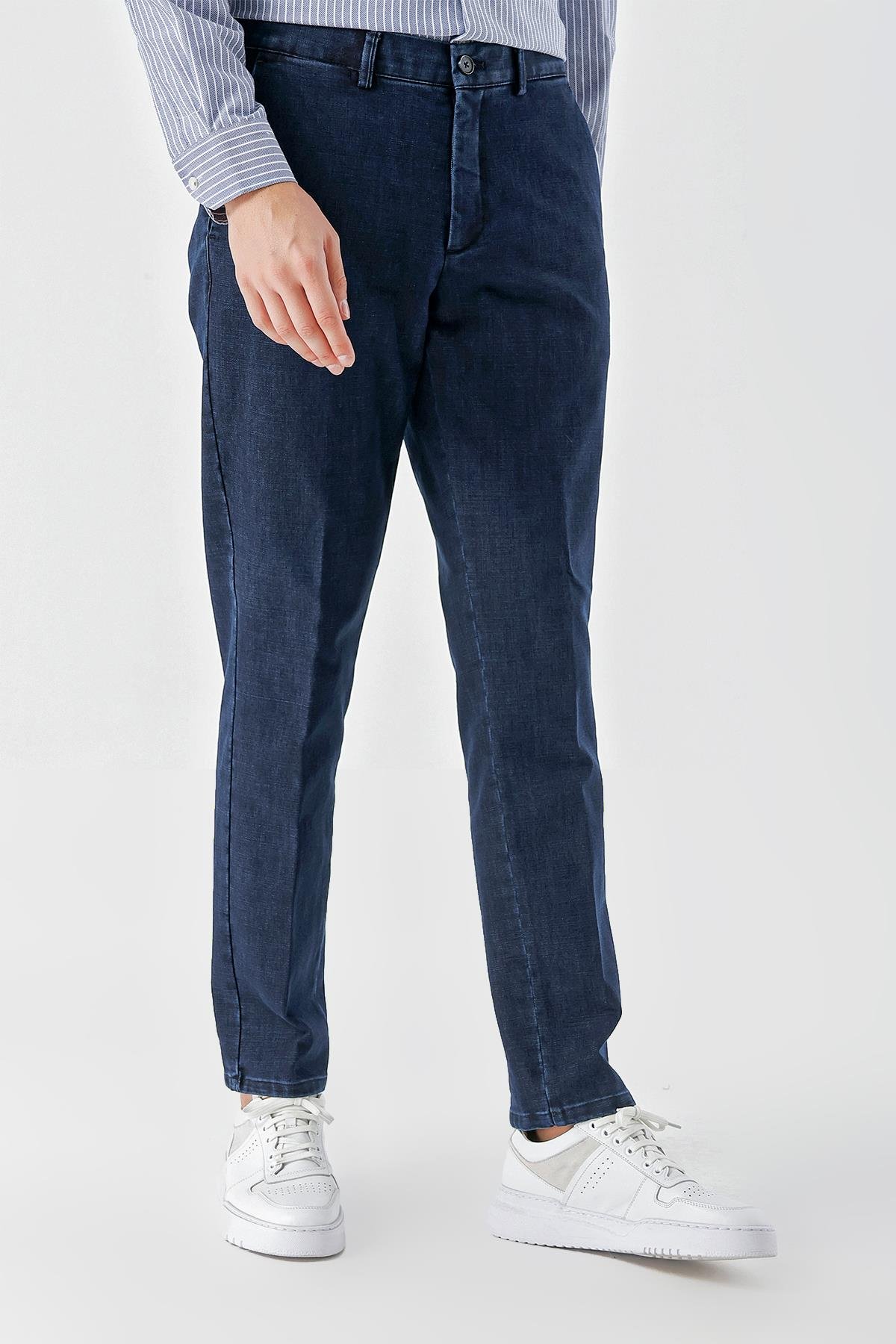 Morven Erkek Lacivert Pamuk Yan Cep Dynamic Fit Chino Pantolon