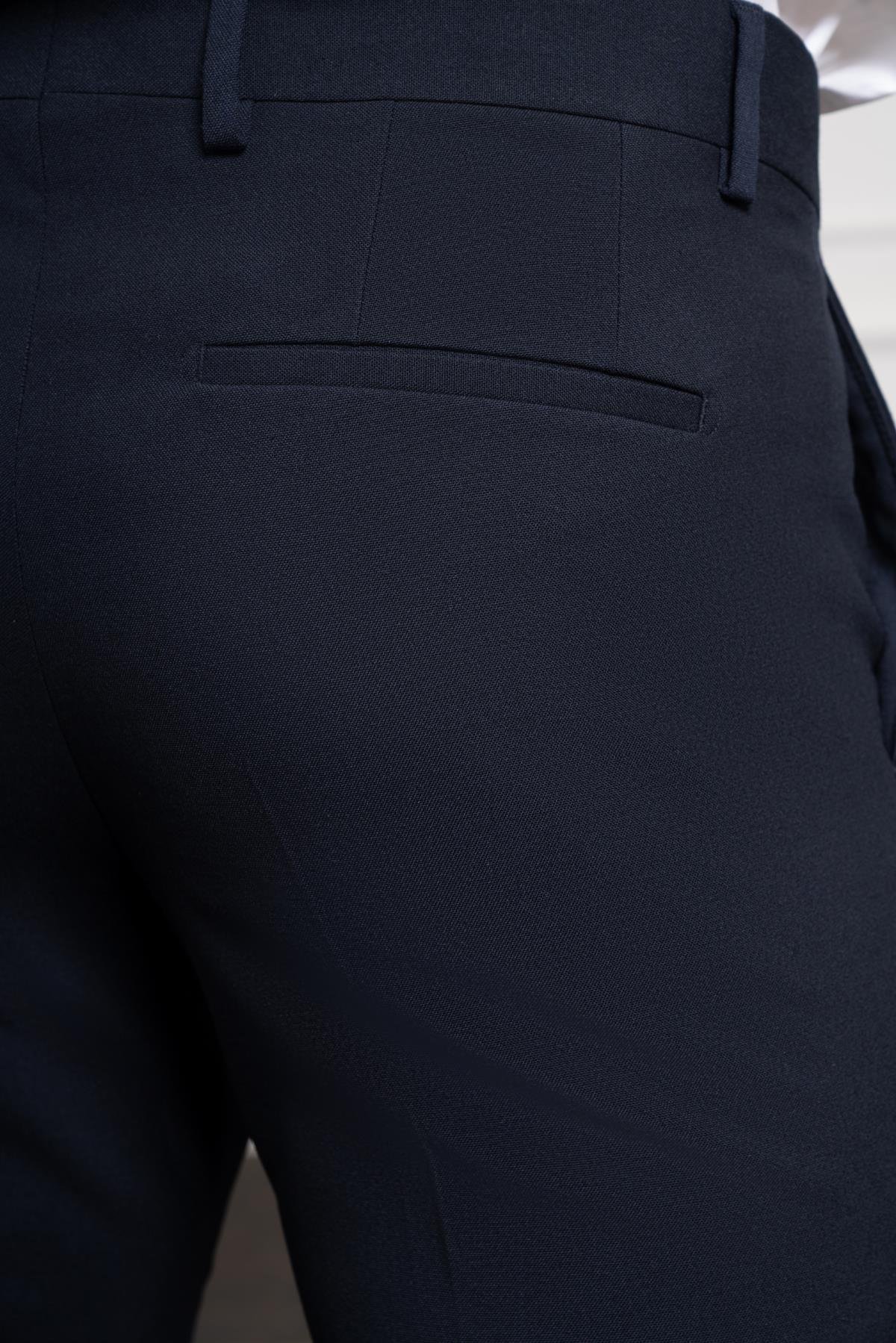Morven Erkek Lacivert Poliviskon Basic Slim Fit Dar Kesim Classic Pantolon