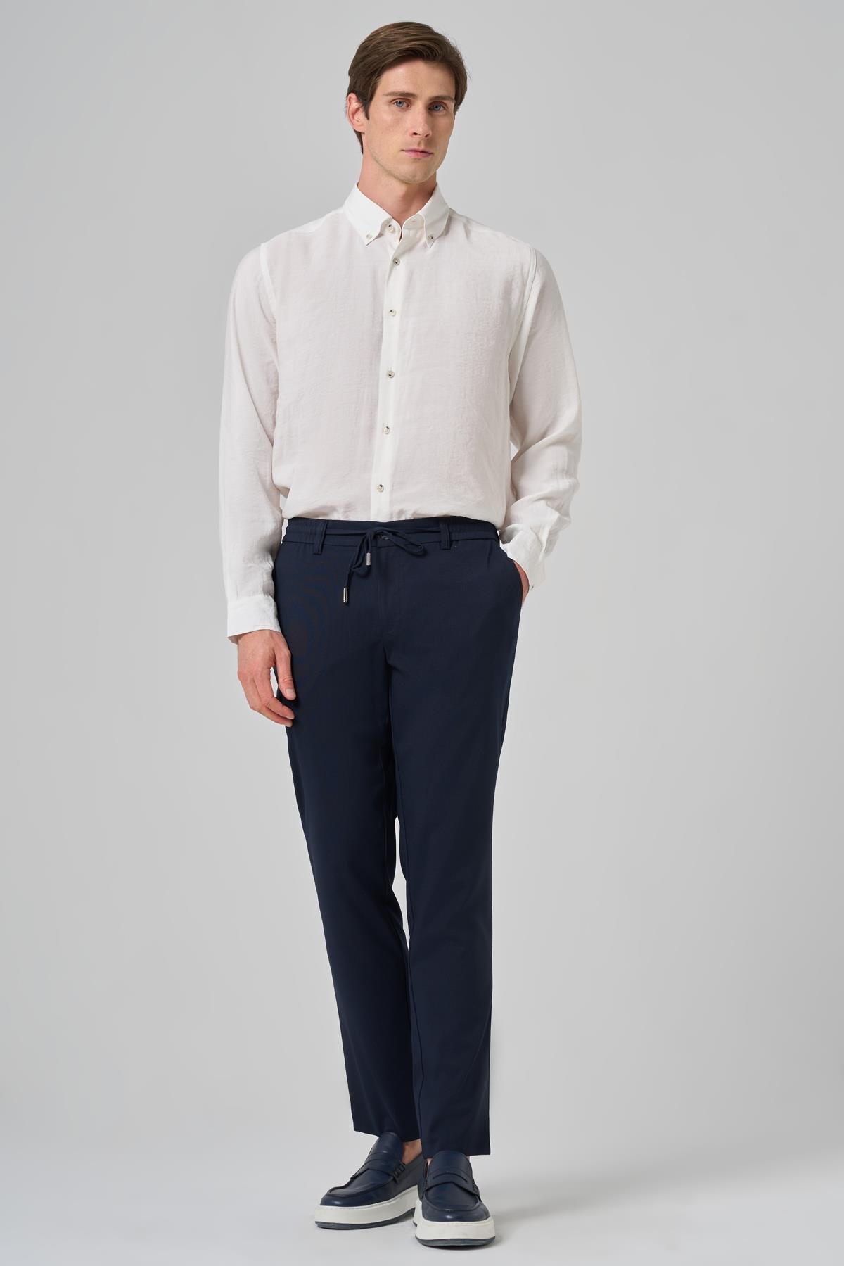 Morven Erkek Lacivert Poliviskon Jogger Slim Fit Pantolon