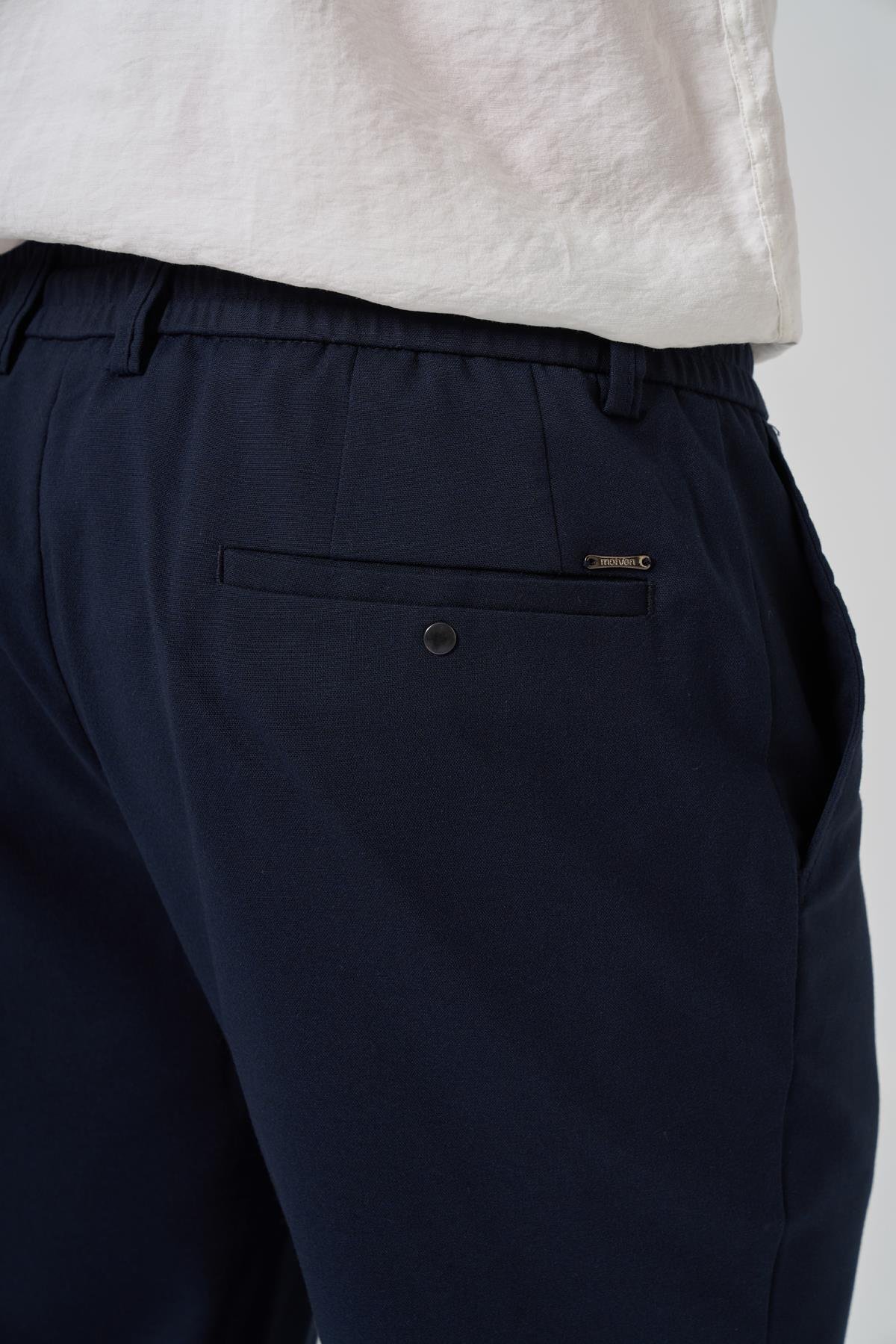 Morven Erkek Lacivert Poliviskon Jogger Slim Fit Pantolon