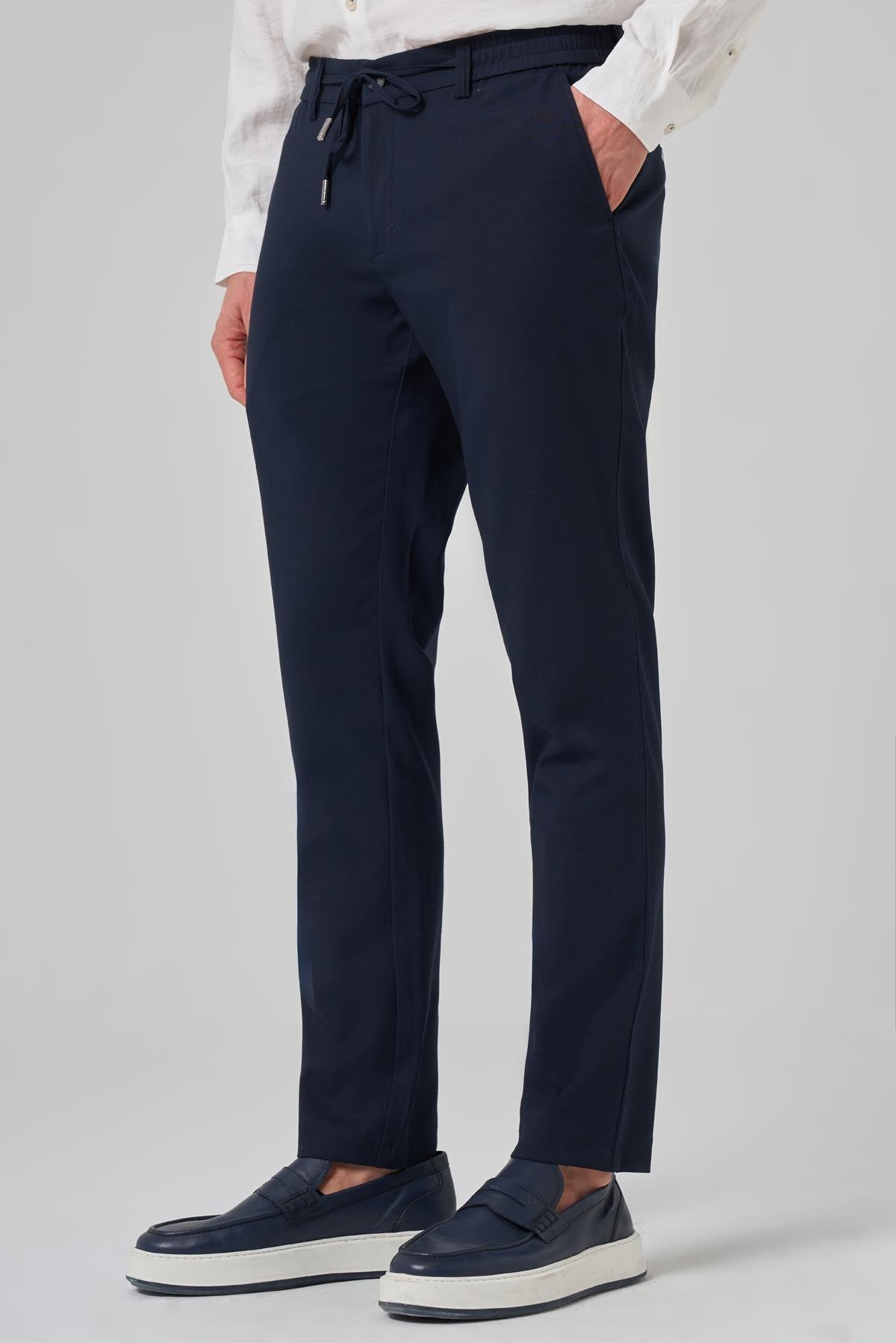 Morven Erkek Lacivert Poliviskon Jogger Slim Fit Pantolon
