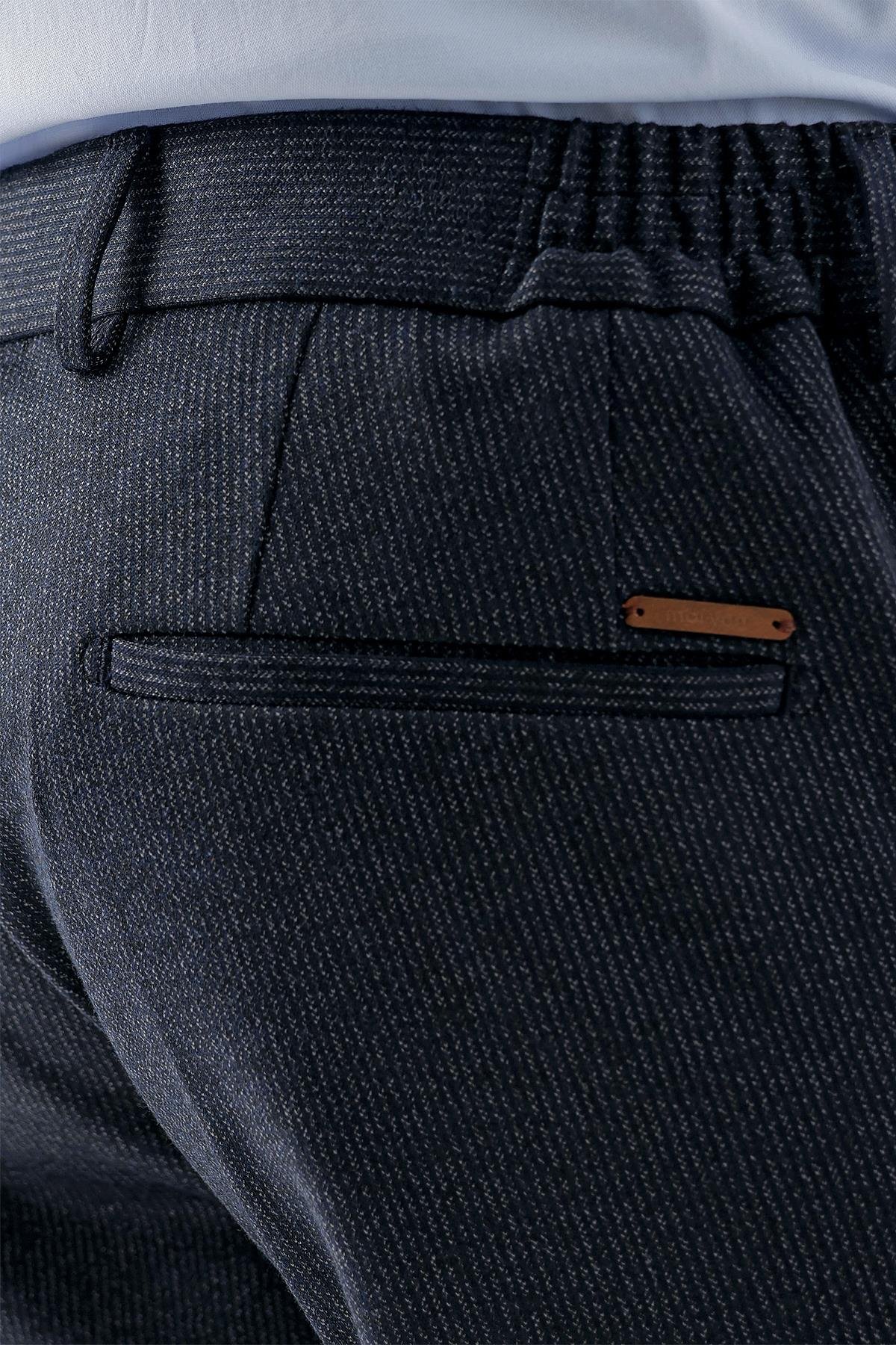 Morven Erkek Lacivert Poliviskon Trend Desenli Slim Fit Classic Pantolon
